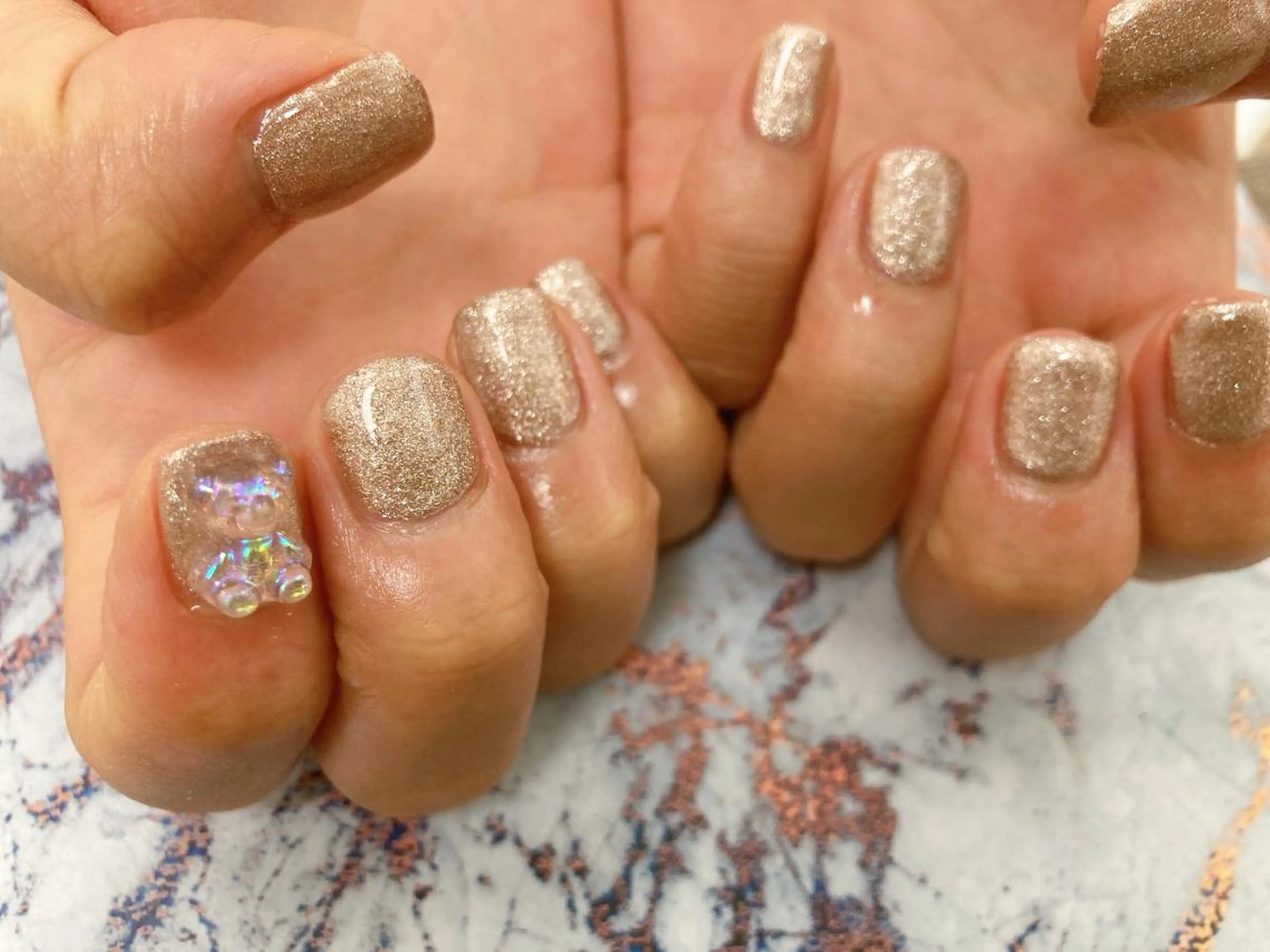 ネイル オーロラネイル キラキラネイル ラメ(グリッター) ハンドネイル Mogu nail 二子玉川のネイルデザイン