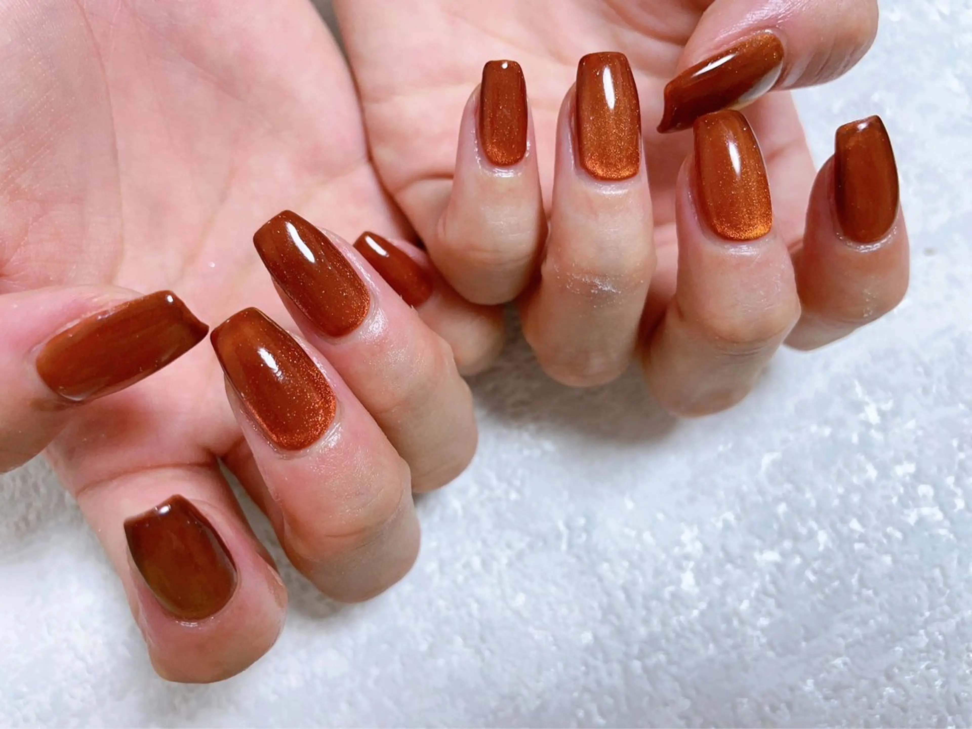 ネイル ブラウン マグネットネイル ハンドネイル Mogu nail 二子玉川のネイルデザイン