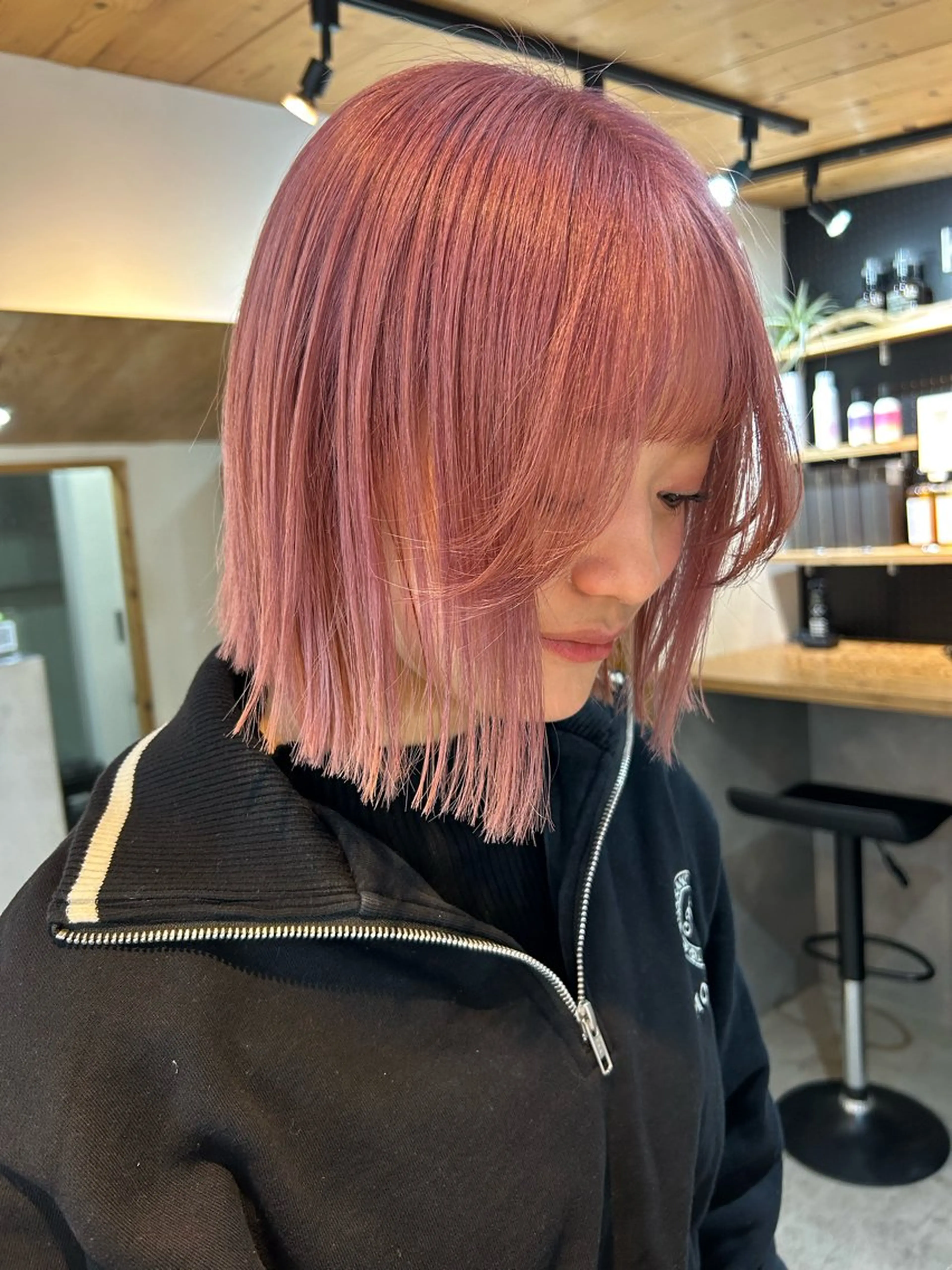 ミディアム カラー ピンクカラー カット ヘアカラー 🧸艶々韓国ヘア 🧁mizunaのヘアスタイル