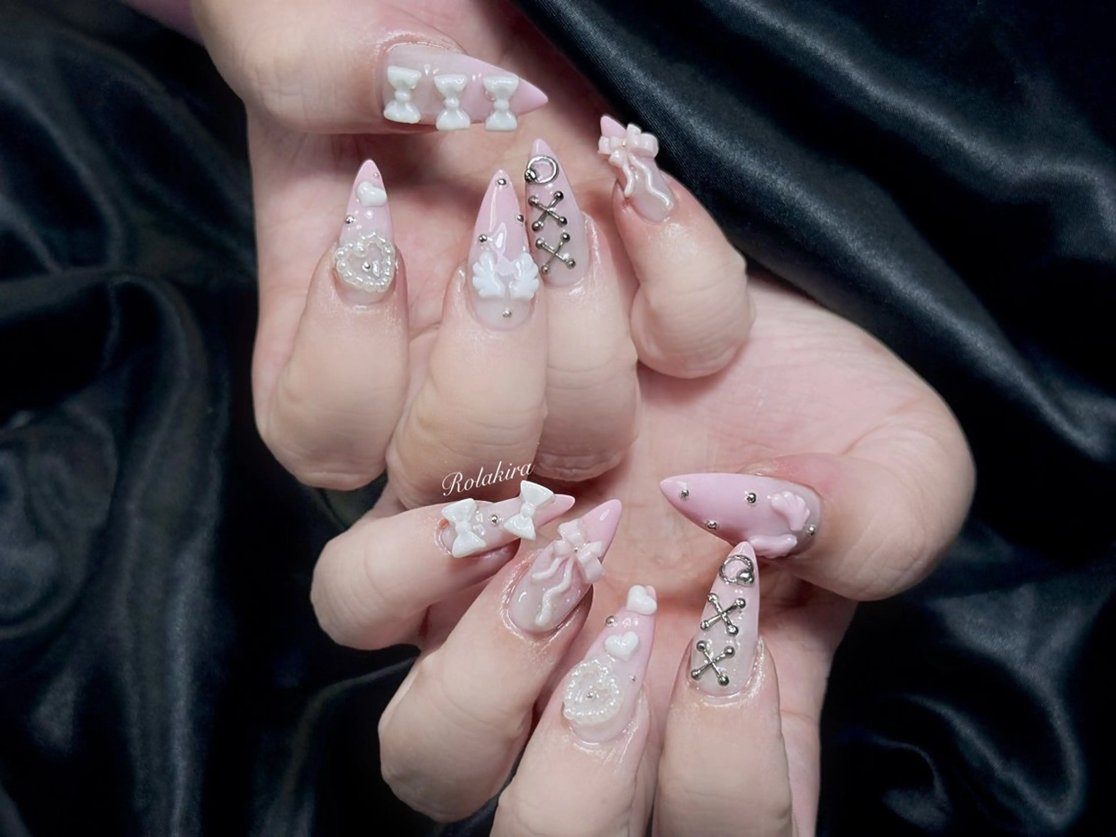 ネイル チークネイル 長さ出し フレンチネイル ジェルネイル 韓国ネイル ハンドネイル Rola kira 麗のネイルデザイン