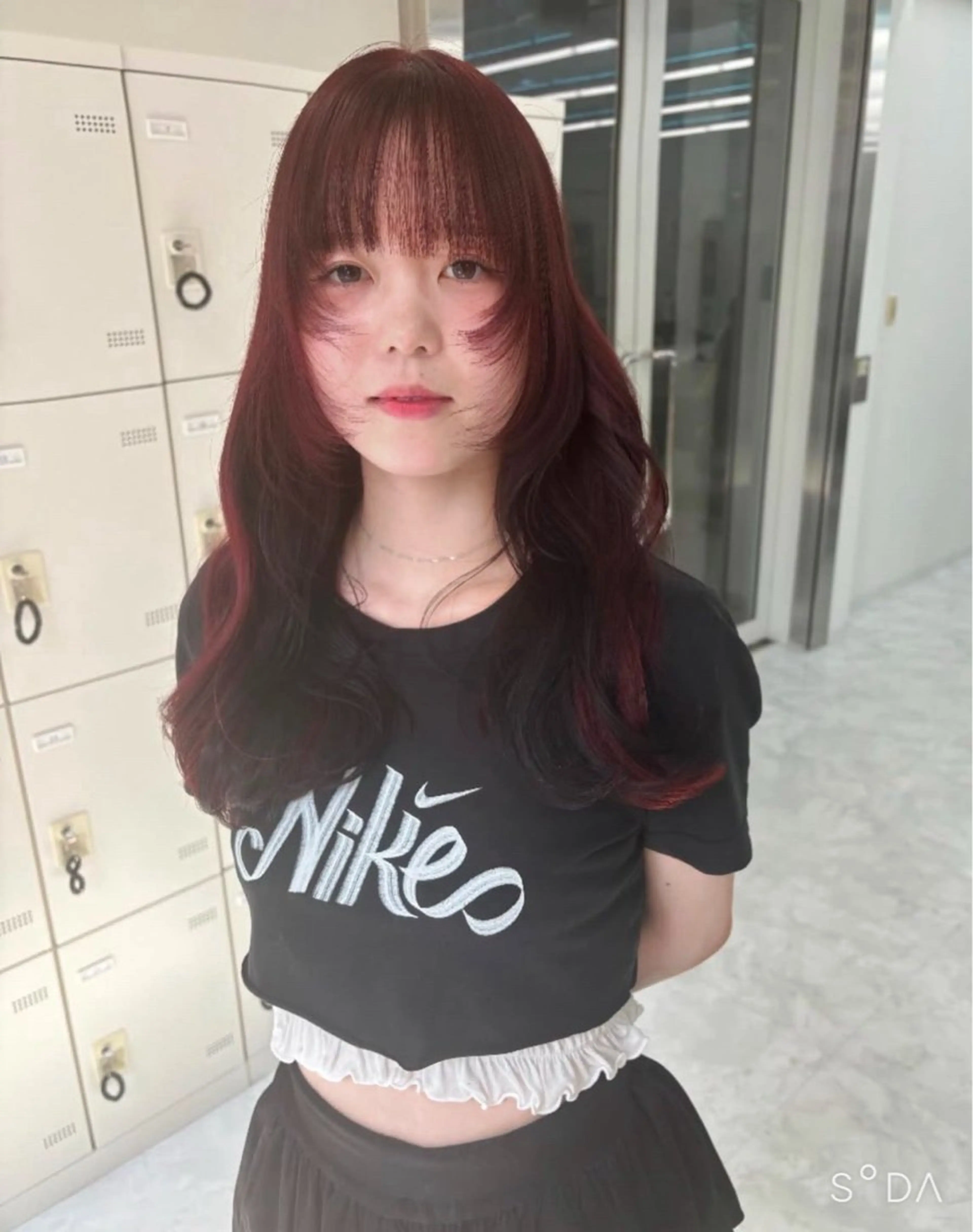 ロング ヘアカラー トリートメント ヘッドスパ ヘアセット 韓国ヘア/ブリーチ無 しWカラー/オリーブのヘアスタイル