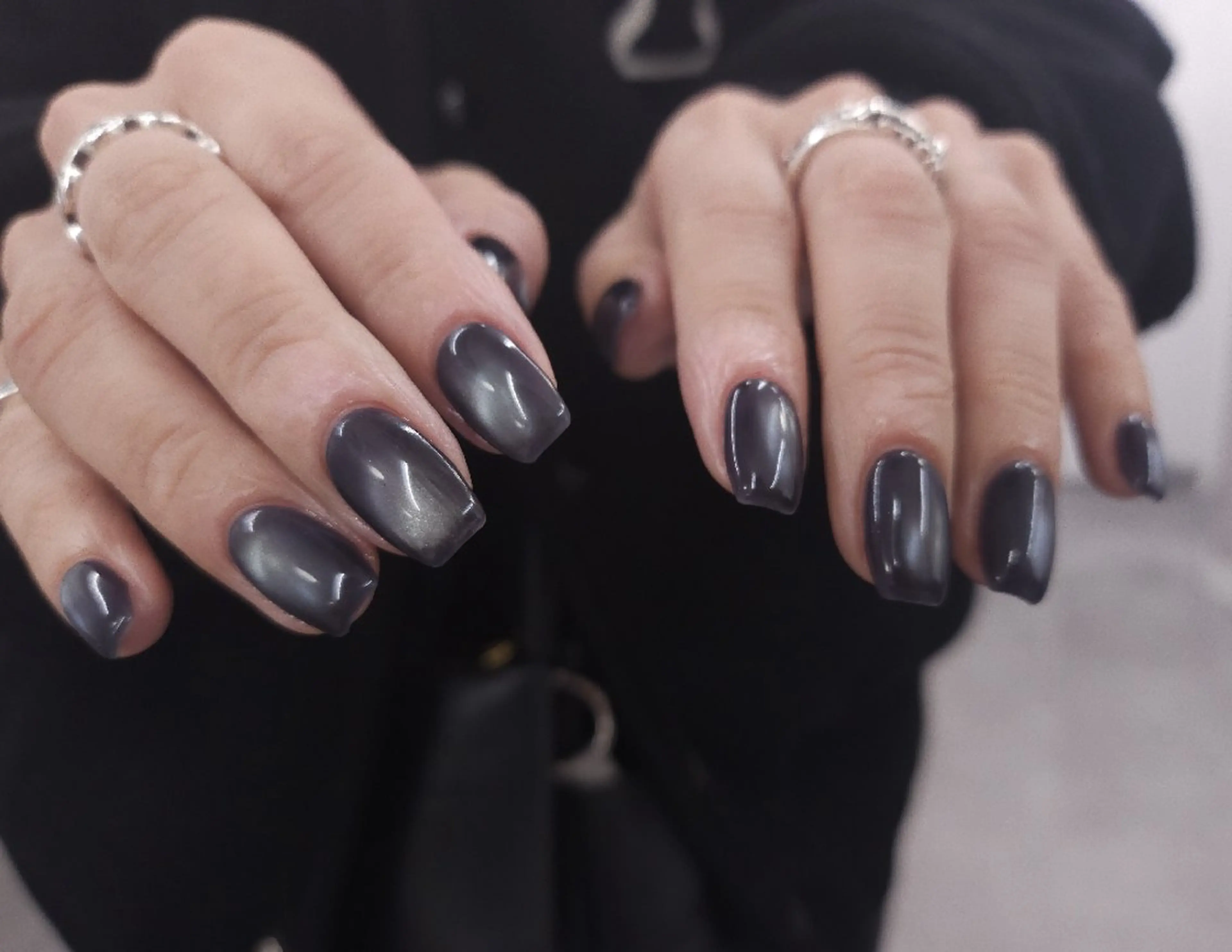 ネイル ジェルネイル マグネットネイル ワンカラーネイル パラジェル 冬ネイル ハンドネイル puku nail 🌼kazu🌼のネイルデザイン