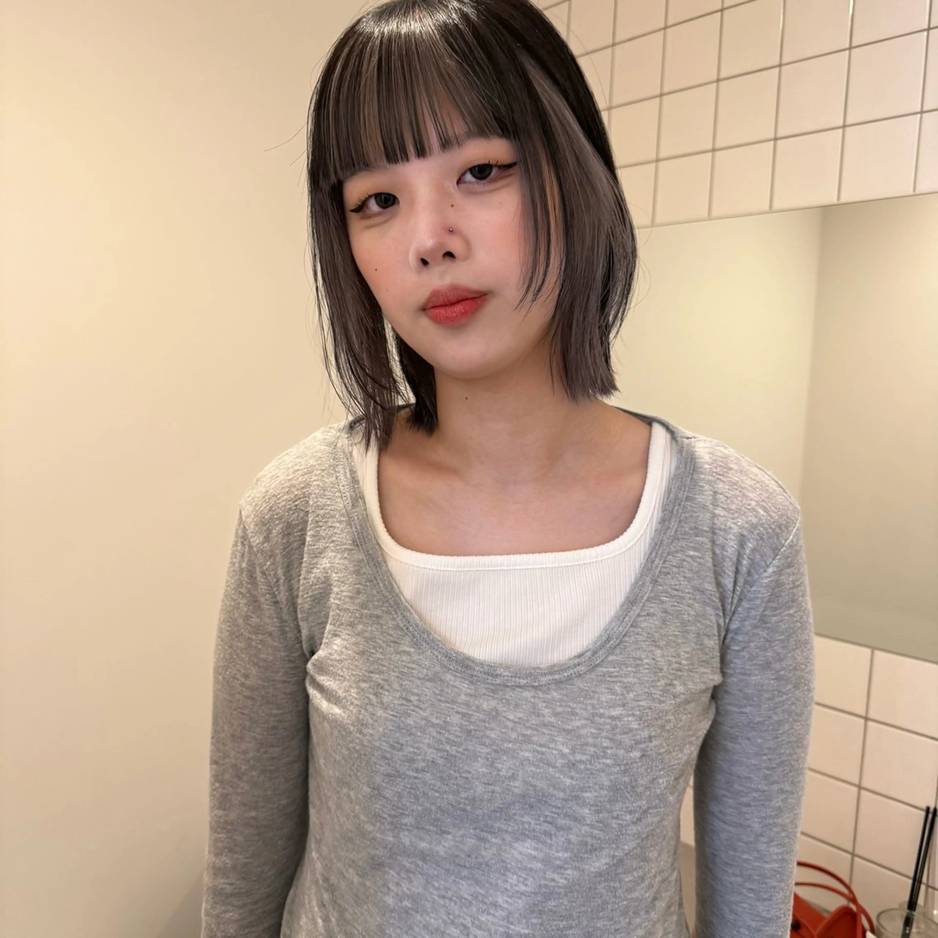 ミディアム ヘアカラー トリートメント 舟橋耀/ブリーチカラ ー/レイヤーカットのヘアスタイル