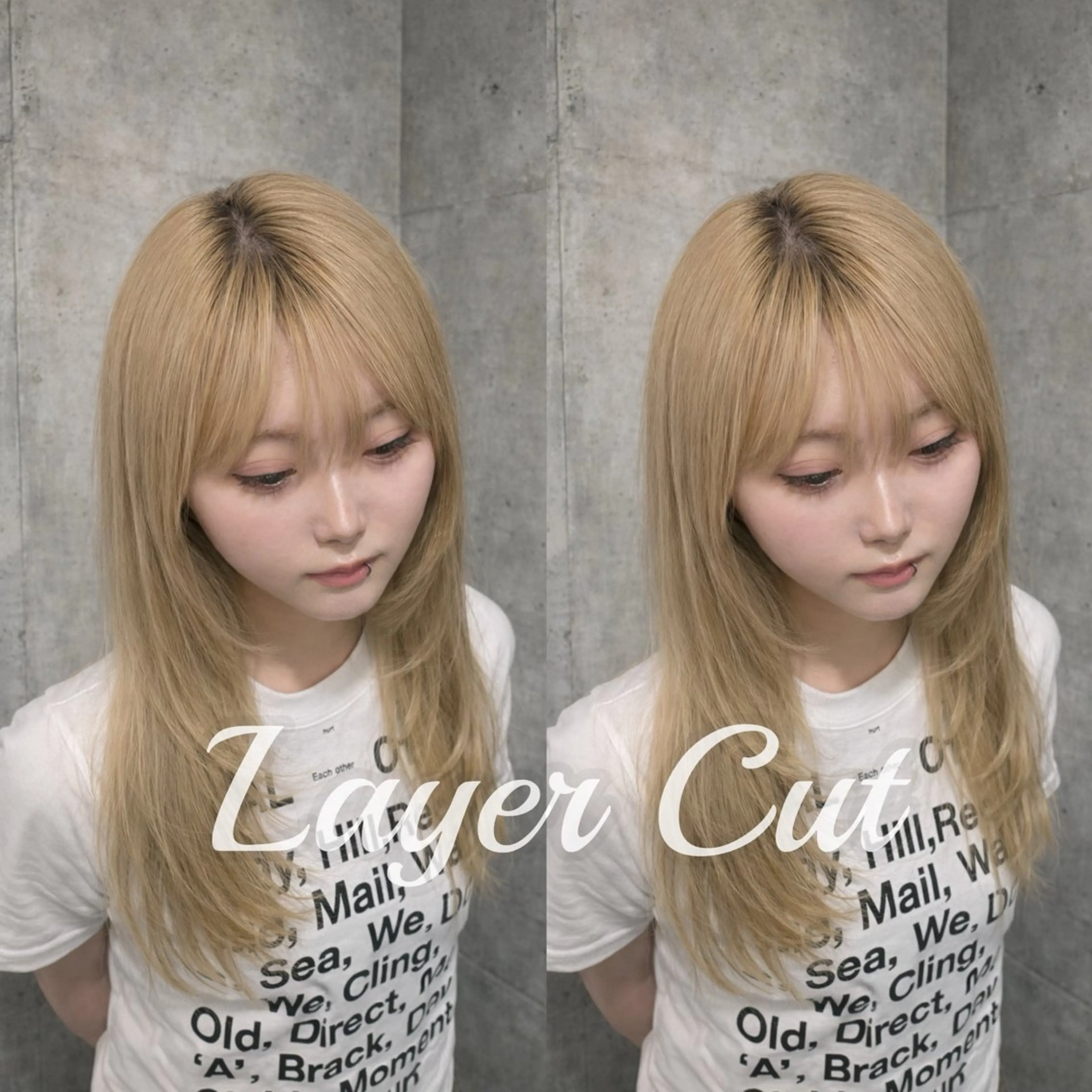 セミロング 韓国風ヘア レイヤーカット 瀬田/透明感カラー/ トレンドヘア/林遼河のヘアスタイル