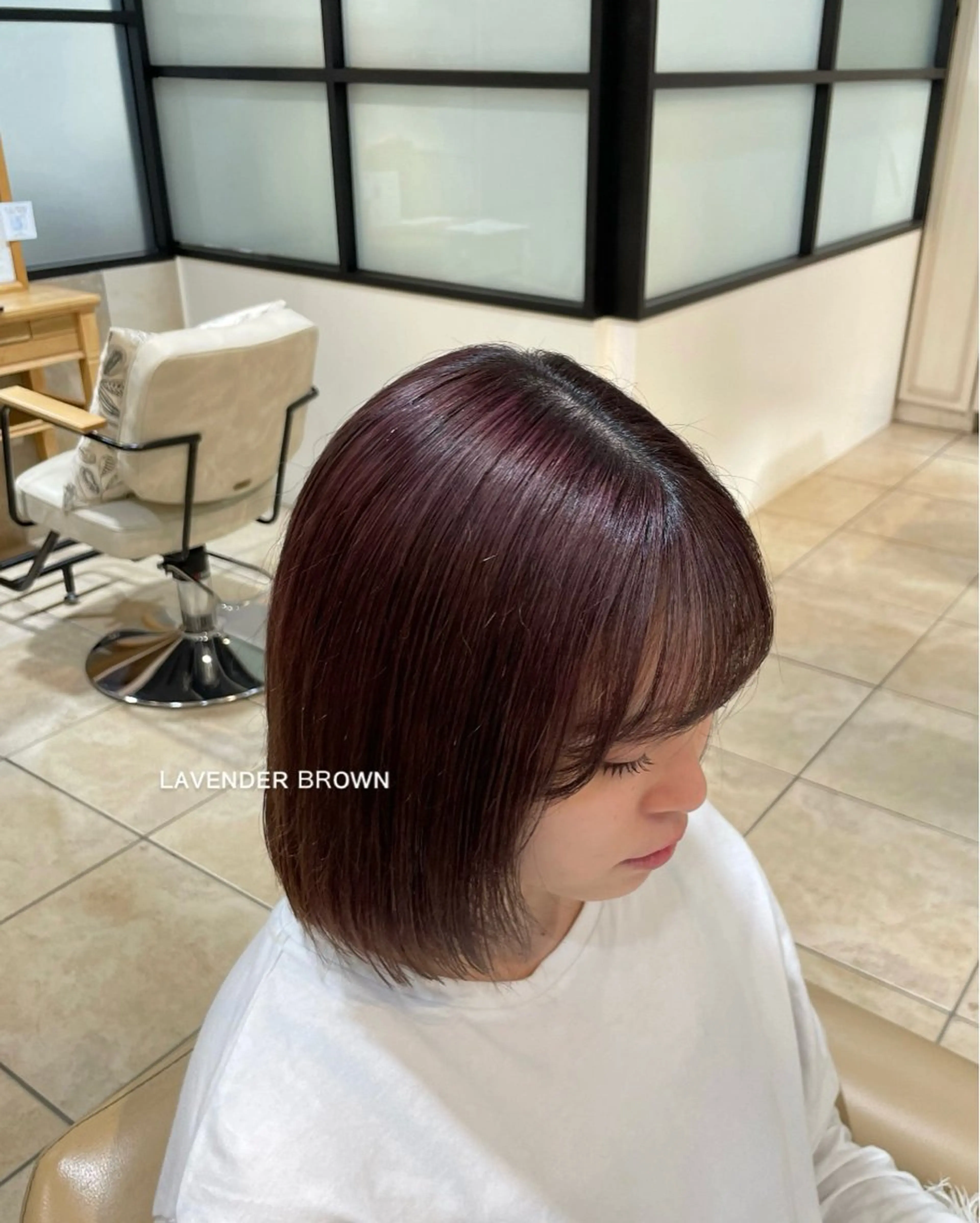 カラー ブリーチ ブラウンカラー ラベンダーカラー サクラバ ララネのヘアスタイル