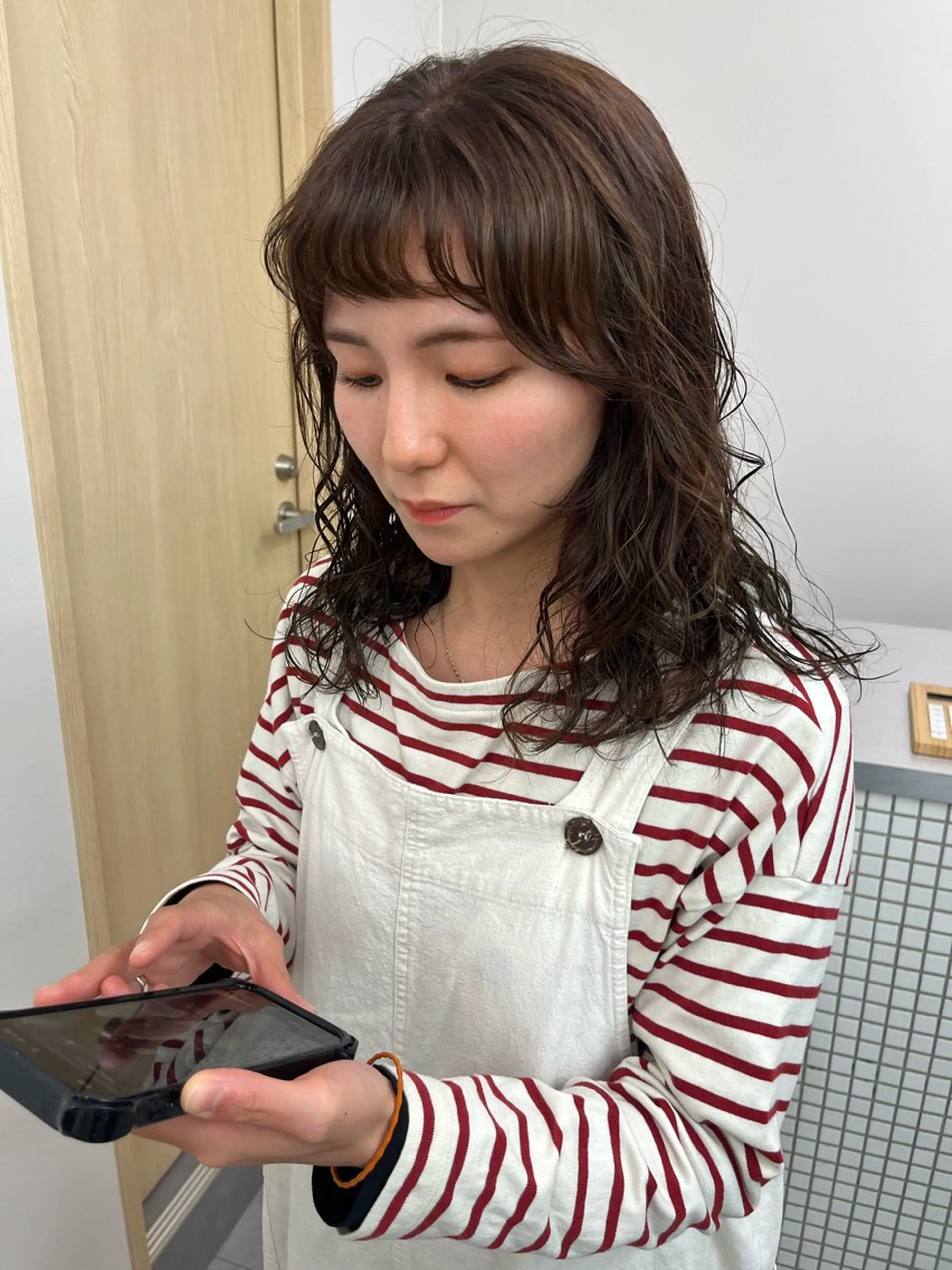 ロング カラー パーマ ニュアンスパーマ カット パーマ 大林 エリコのヘアスタイル