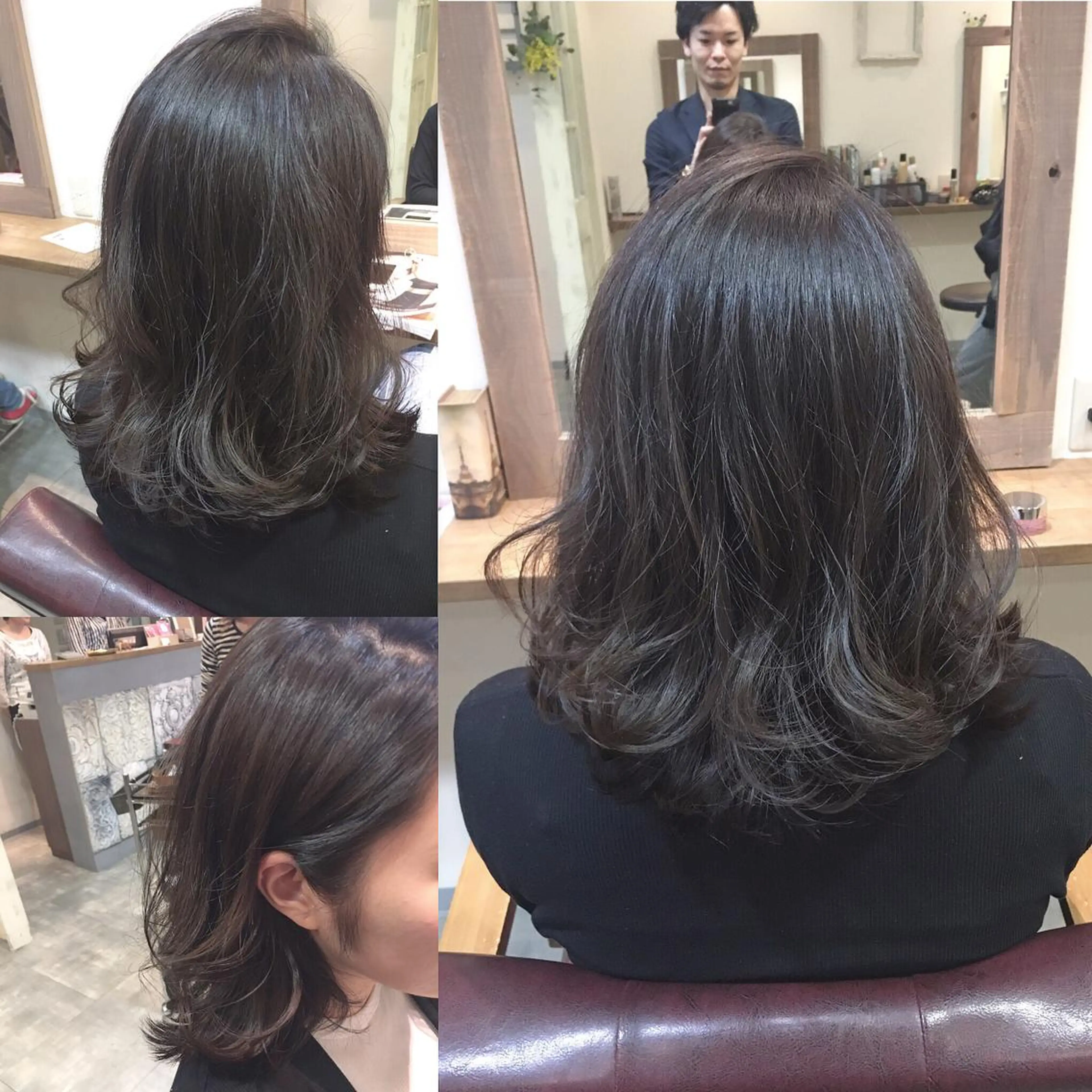 ミディアム カラー アッシュ アッシュグレー アッシュグレージュ ブルーカラー ブルーアッシュ hair salon Ranun髪質改善のヘアスタイル