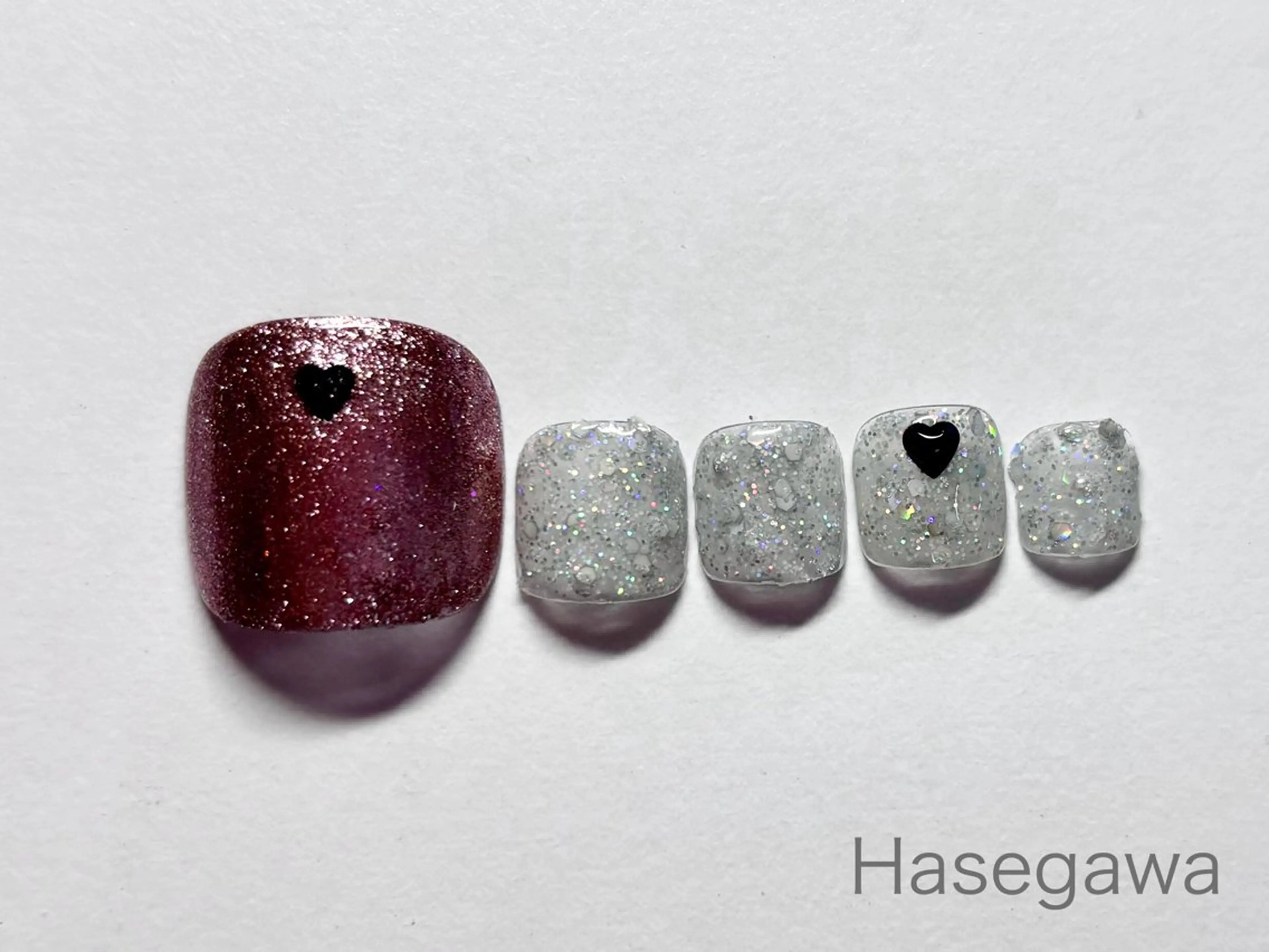 ネイル ハート キラキラネイル ラメ(グリッター) DROP所属・DROP 長谷川のネイルデザイン