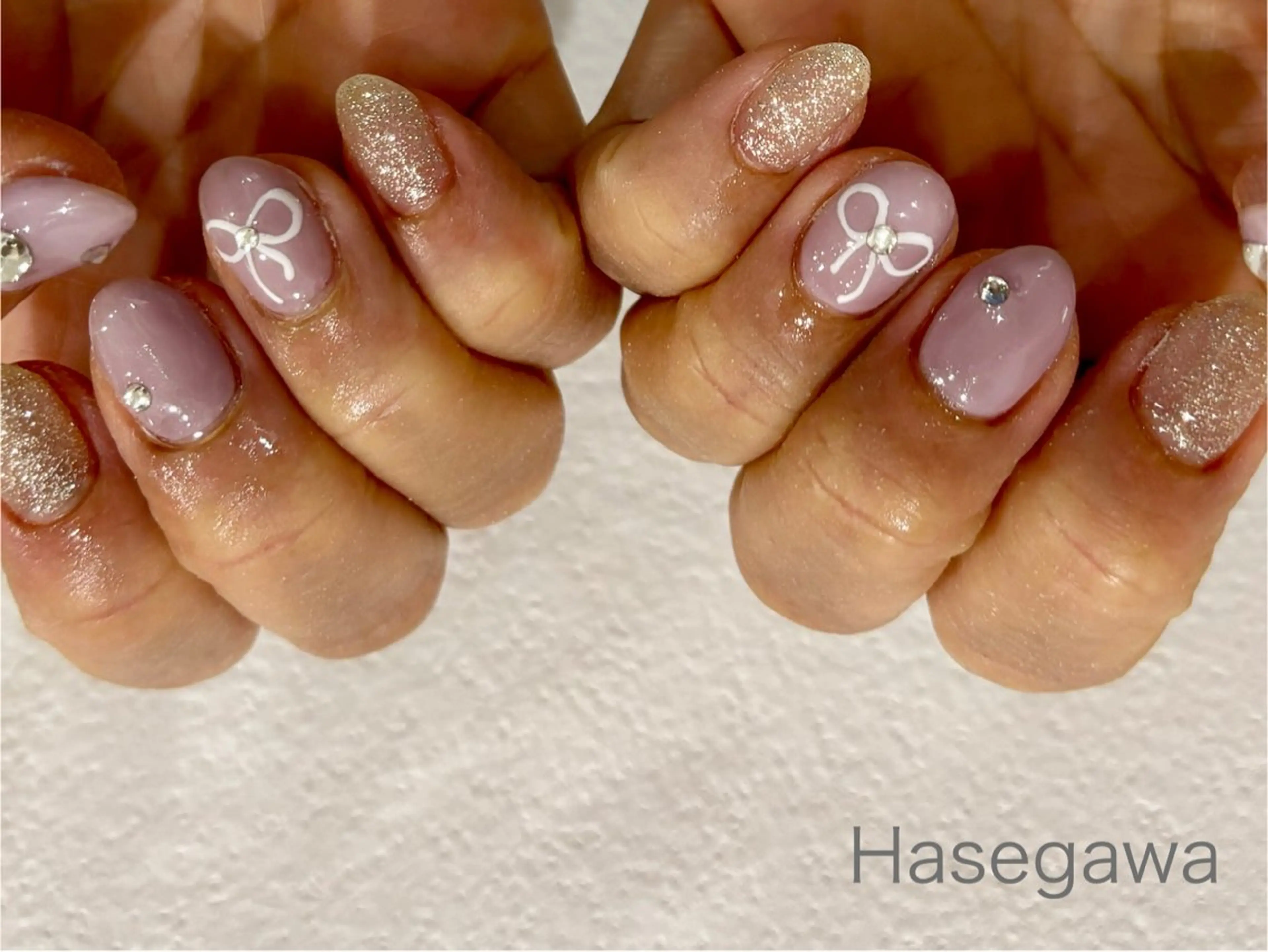 ネイル アートネイル リボン ハンドネイル DROP所属・DROP 長谷川のネイルデザイン