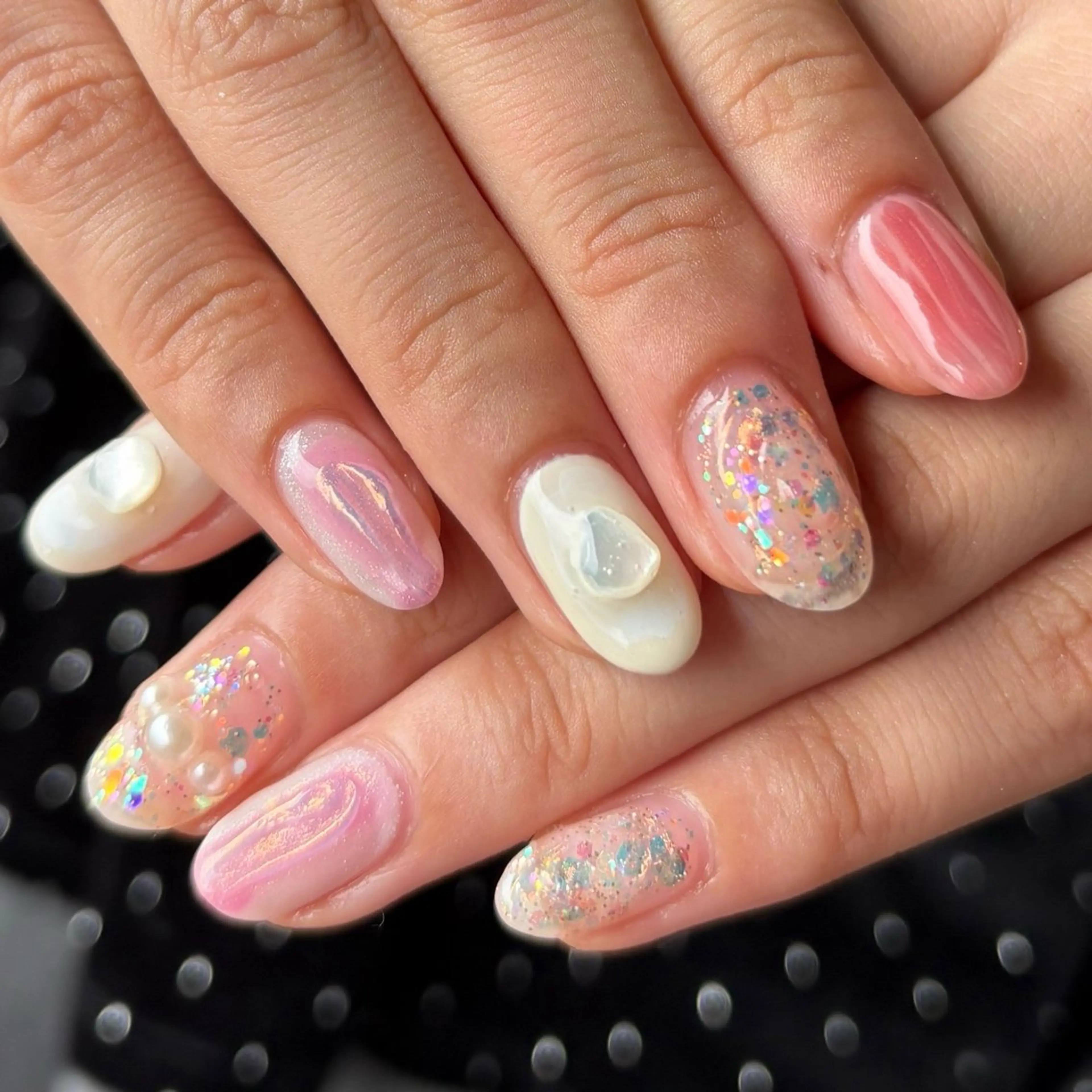 ハンドネイル amuse 手書きニュアンスのネイルデザイン