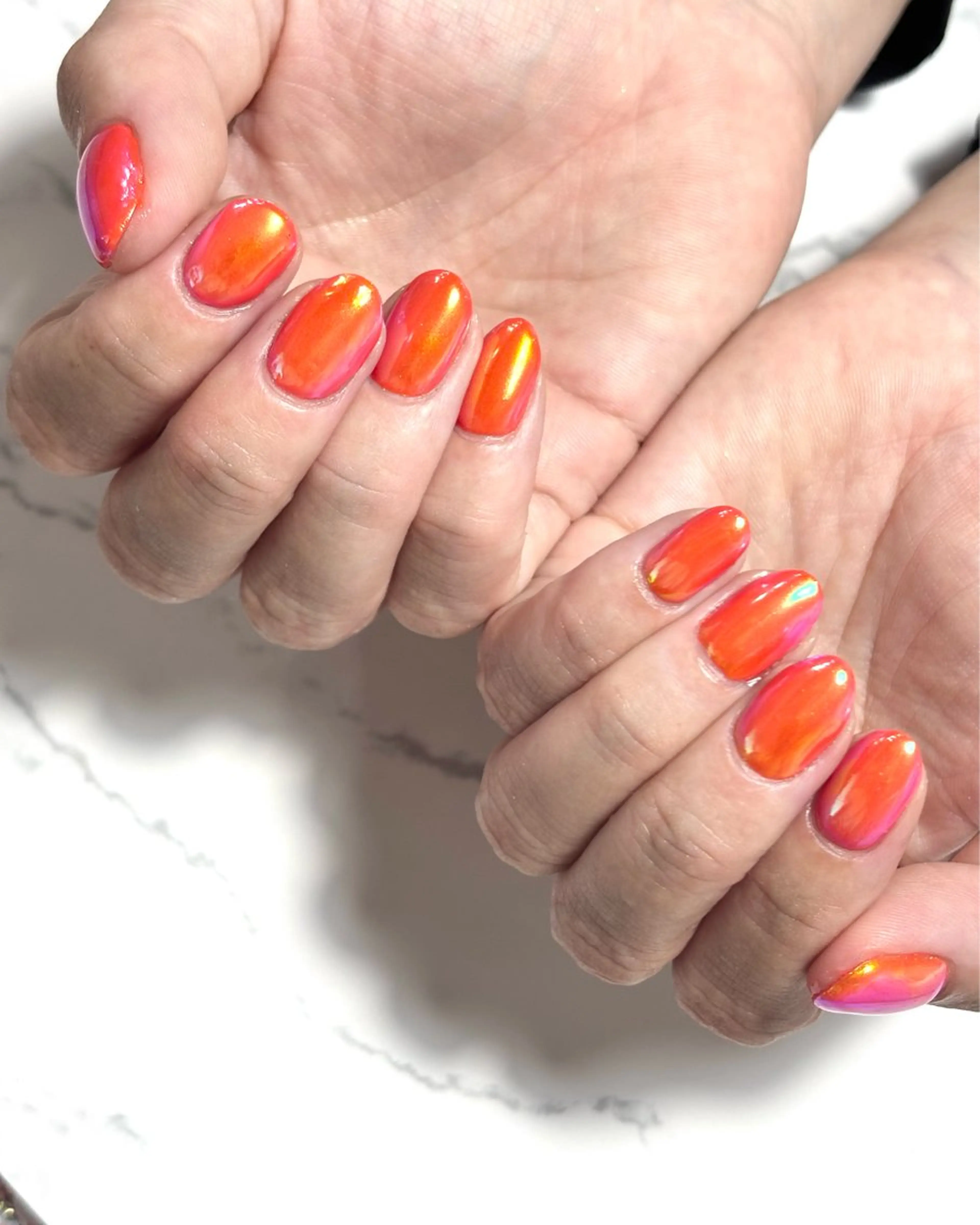 ネイル オーロラネイル オレンジ Nail&Spa SeaGlass所属・SeaGlass tomoのネイルデザイン