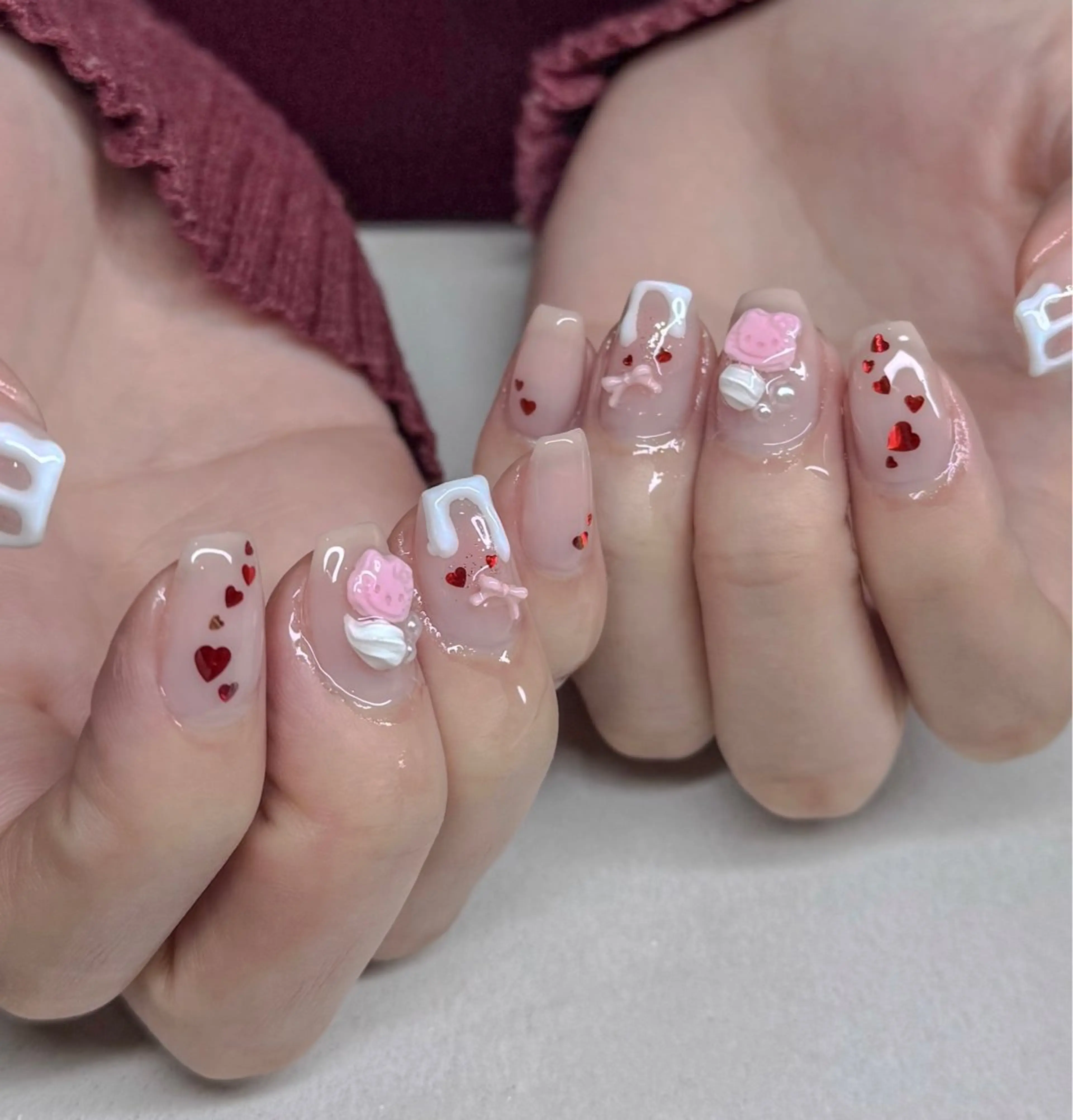 ネイル バレンタイン ハンドネイル ハンドケア num-fi Aiのネイルデザイン