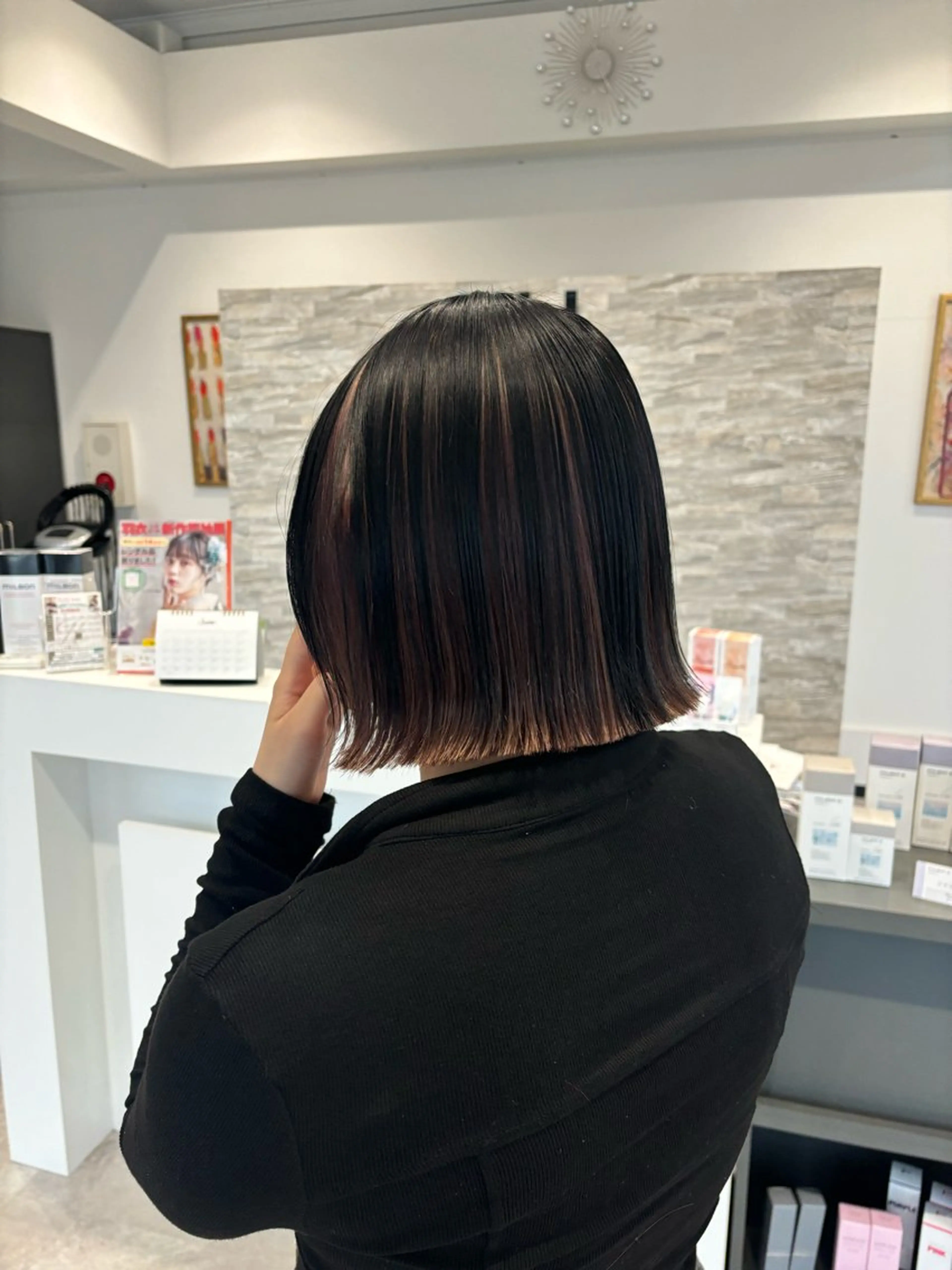 ミディアム カット ヘアカラー トリートメント maki💖 ボブ/縮毛矯正のヘアスタイル