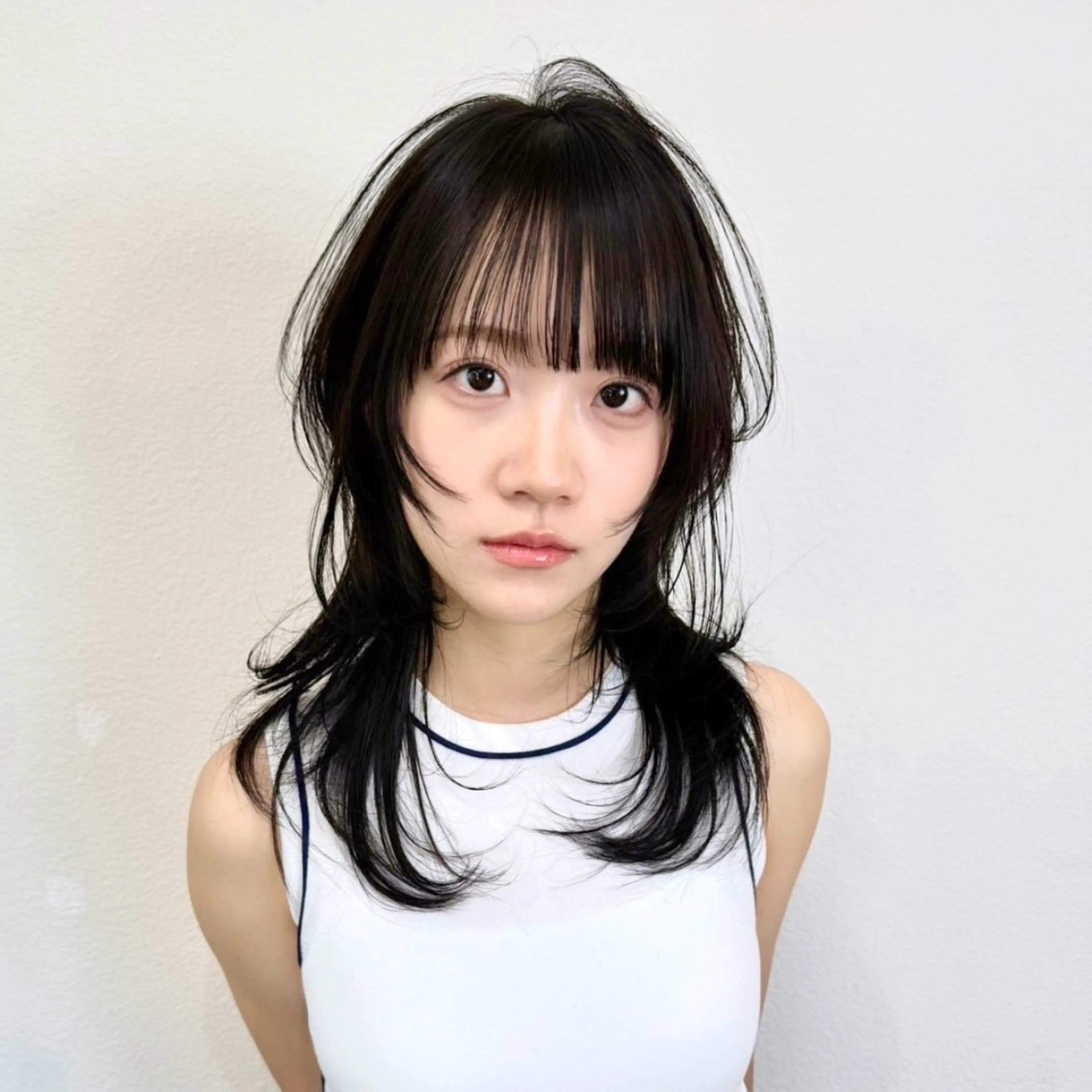 セミロング カラー レイヤーカット カット ヘアカラー トリートメント ハイトーン/ウルフ/ レイヤー/Asukaのヘアスタイル