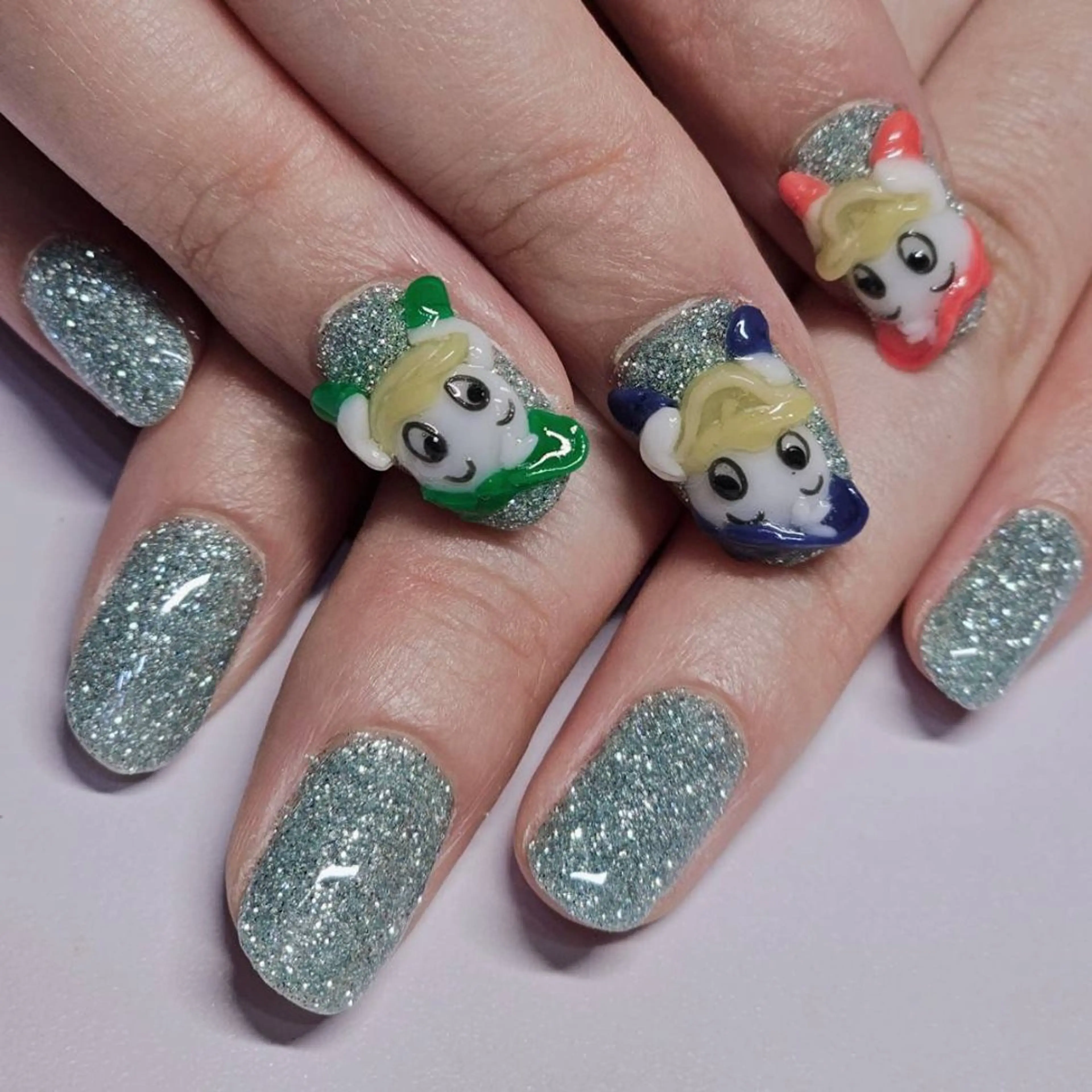 ネイル アートネイル ブルー ラメ(グリッター) ワンカラーネイル ハンドネイル よしだ ひろきのネイルデザイン