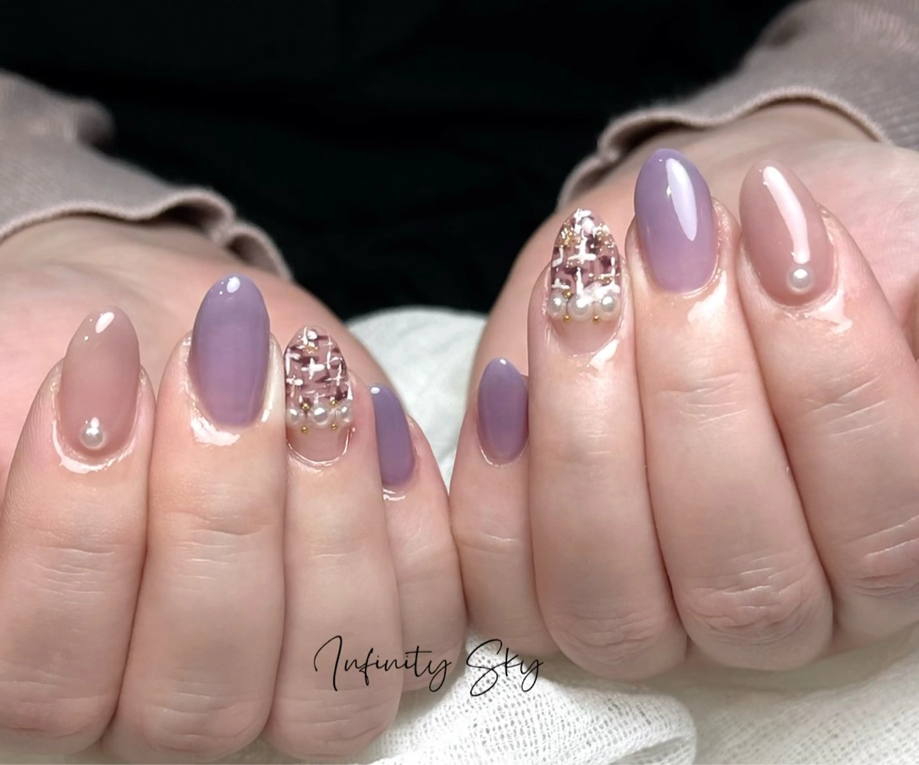ネイル ツイードネイル ハンドネイル infinity skyのネイルデザイン