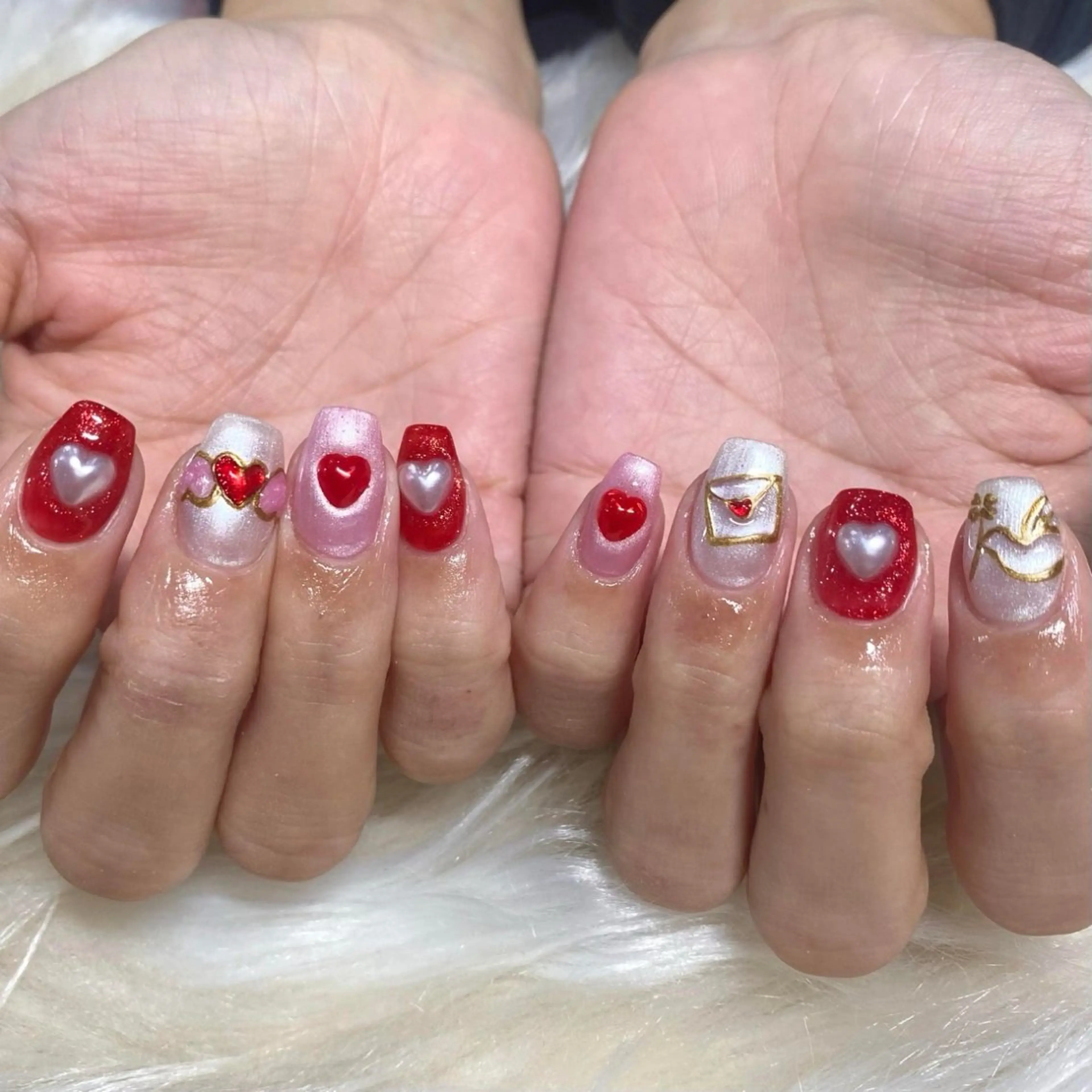 ネイル 長さ出し フレンチネイル ジェルネイル グラデーション ハート ハンドネイル Nail&eye Belire 新宿のネイルデザイン