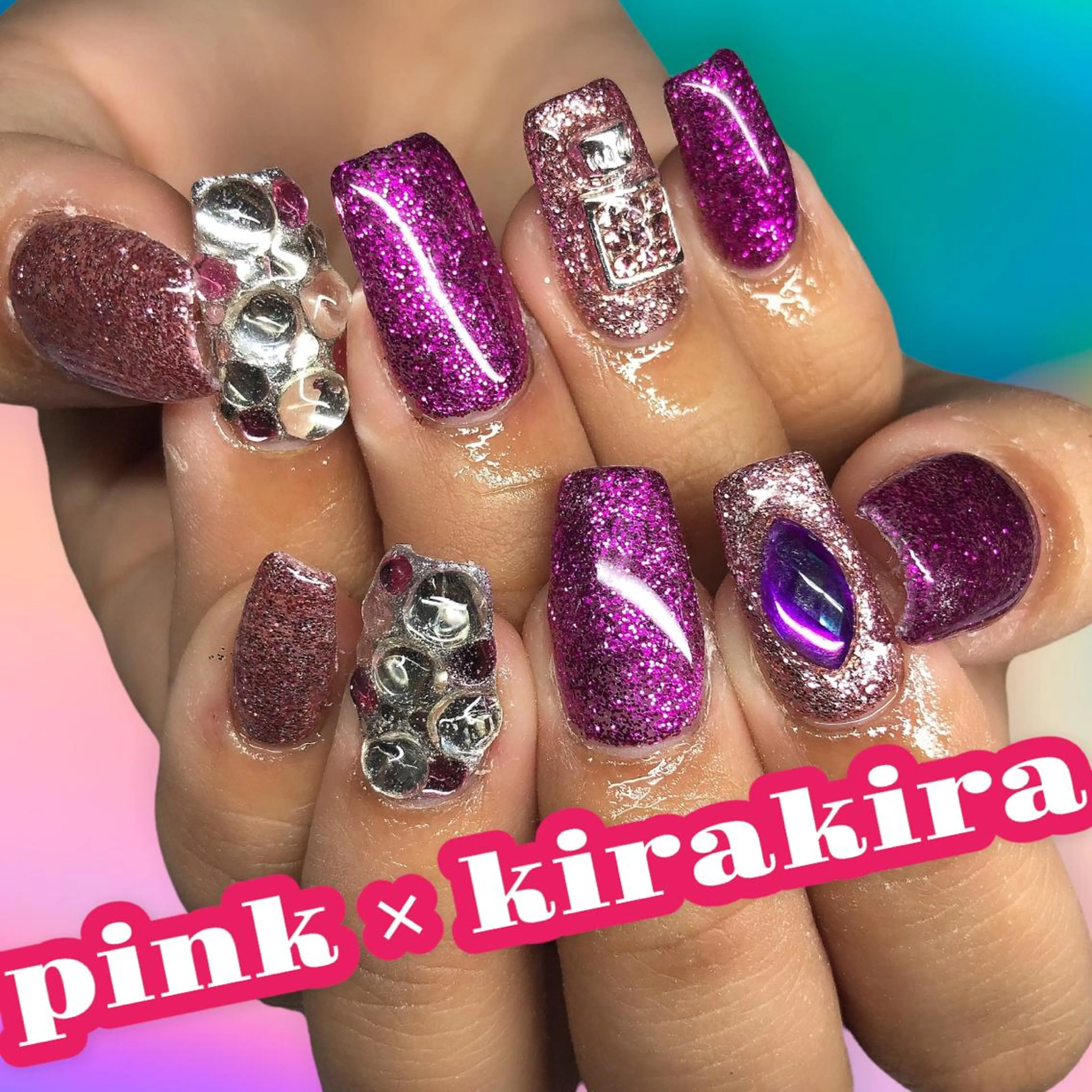 ネイル キラキラネイル ピンク ハンドネイル 【Yappy🌈】 💖P-tanaのネイルデザイン