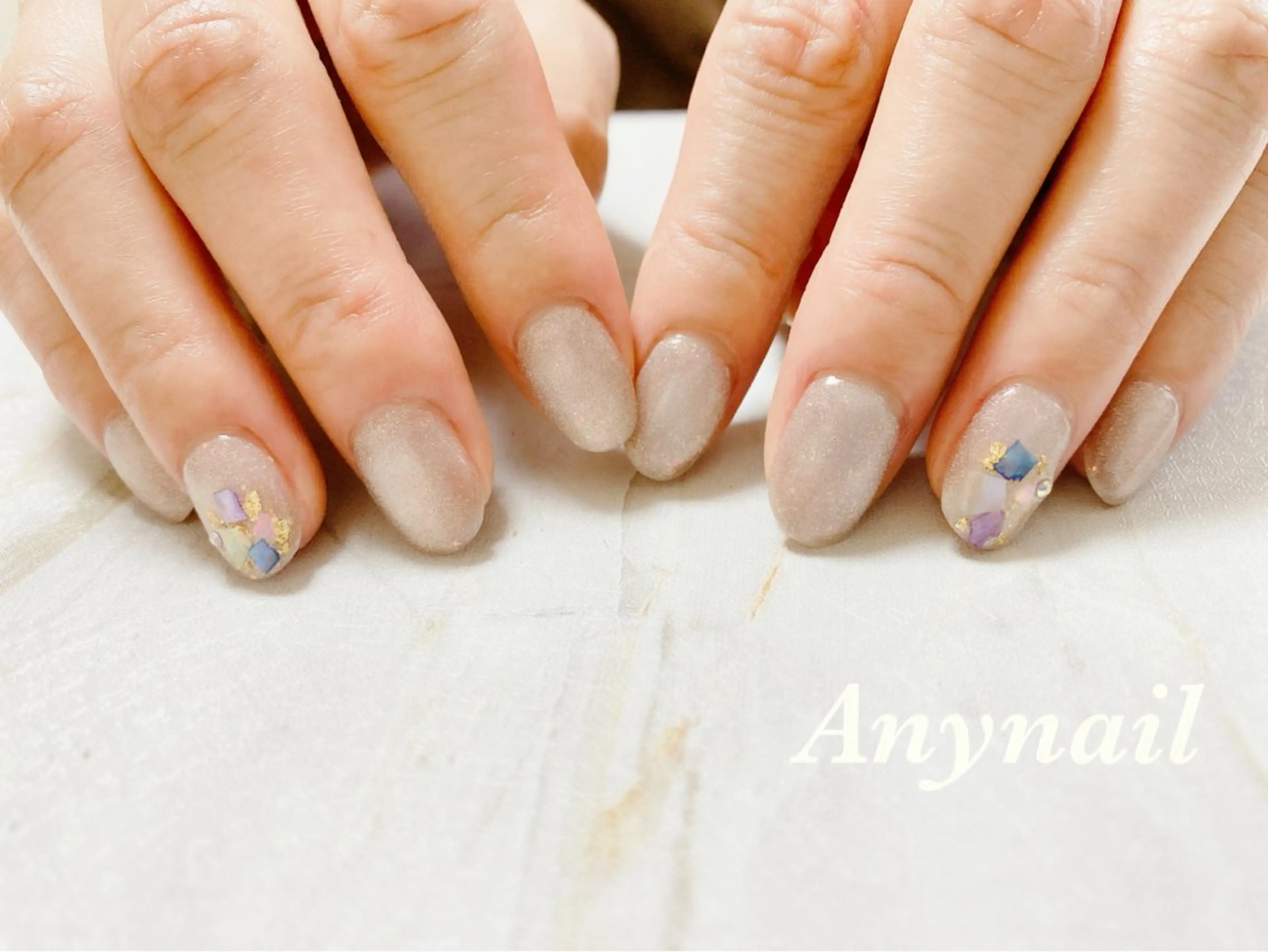 ネイル アートネイル ブルー マグネットネイル オフィスネイル ワンカラーネイル 岩澤 恵子のネイルデザイン