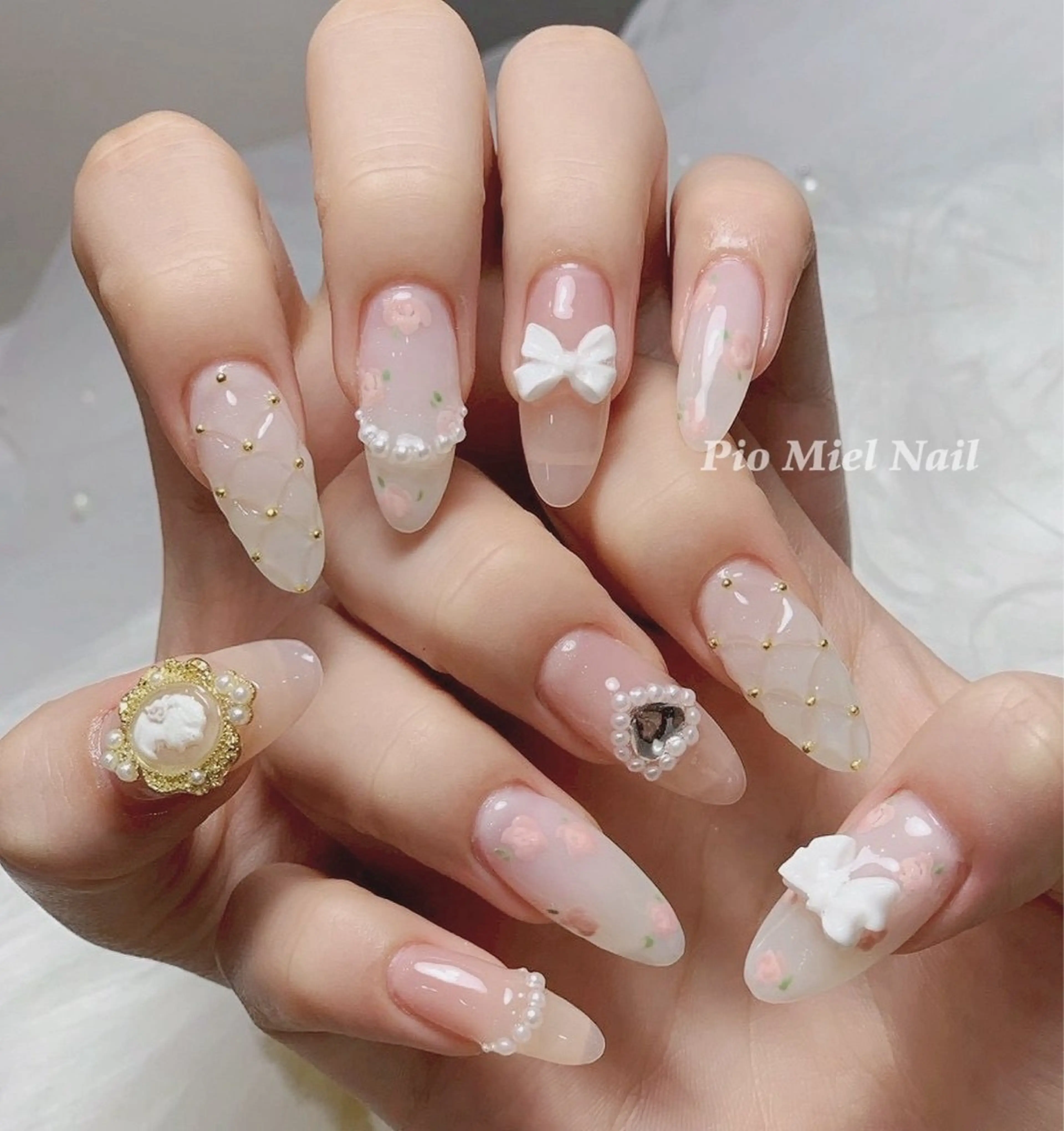 ネイル ハンドネイル HANA 長さだしのネイルデザイン