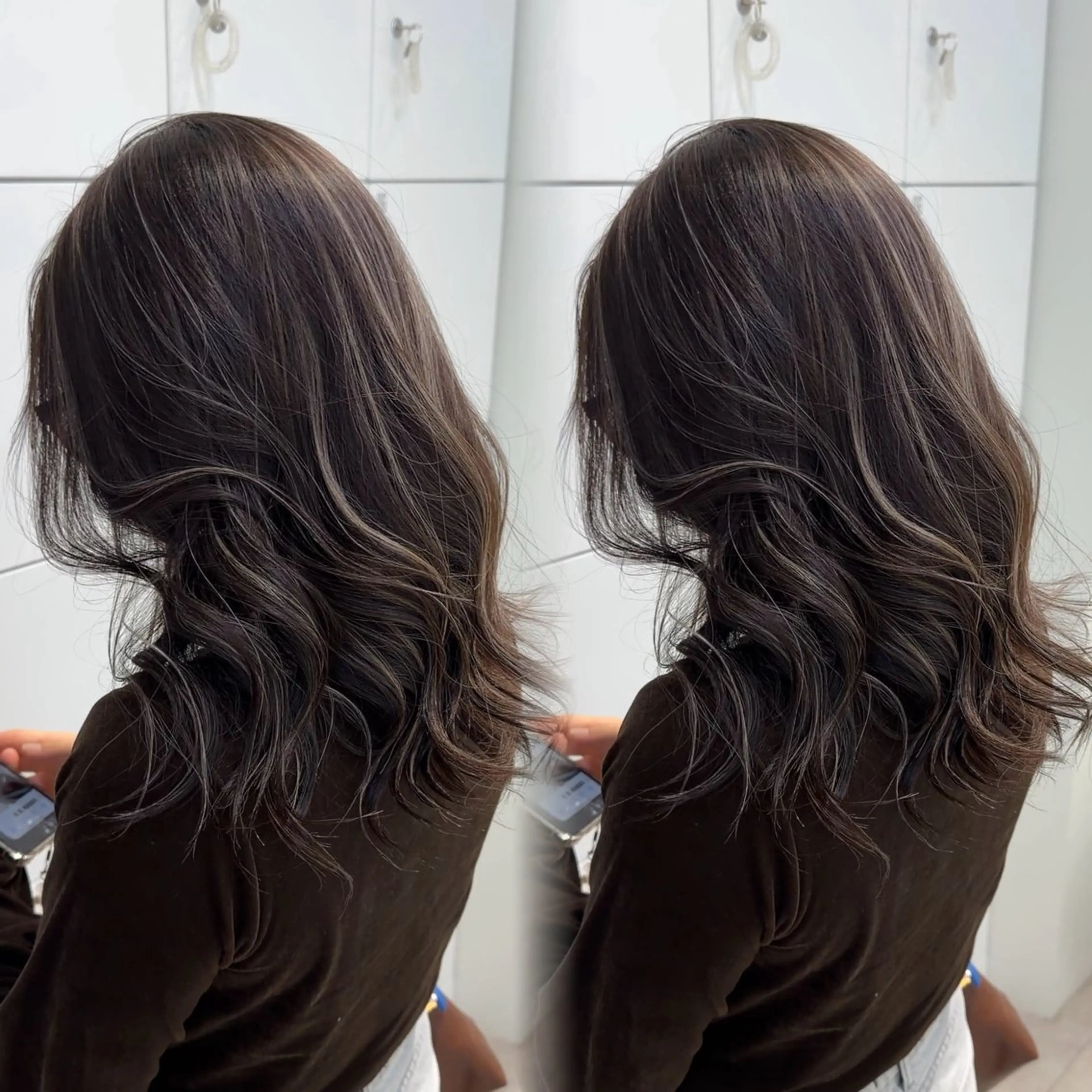 ロング カラー ハイライトカラー ハイライト カット ヘアカラー トリートメント 表参道/ハイライト バレイヤージュのヘアスタイル