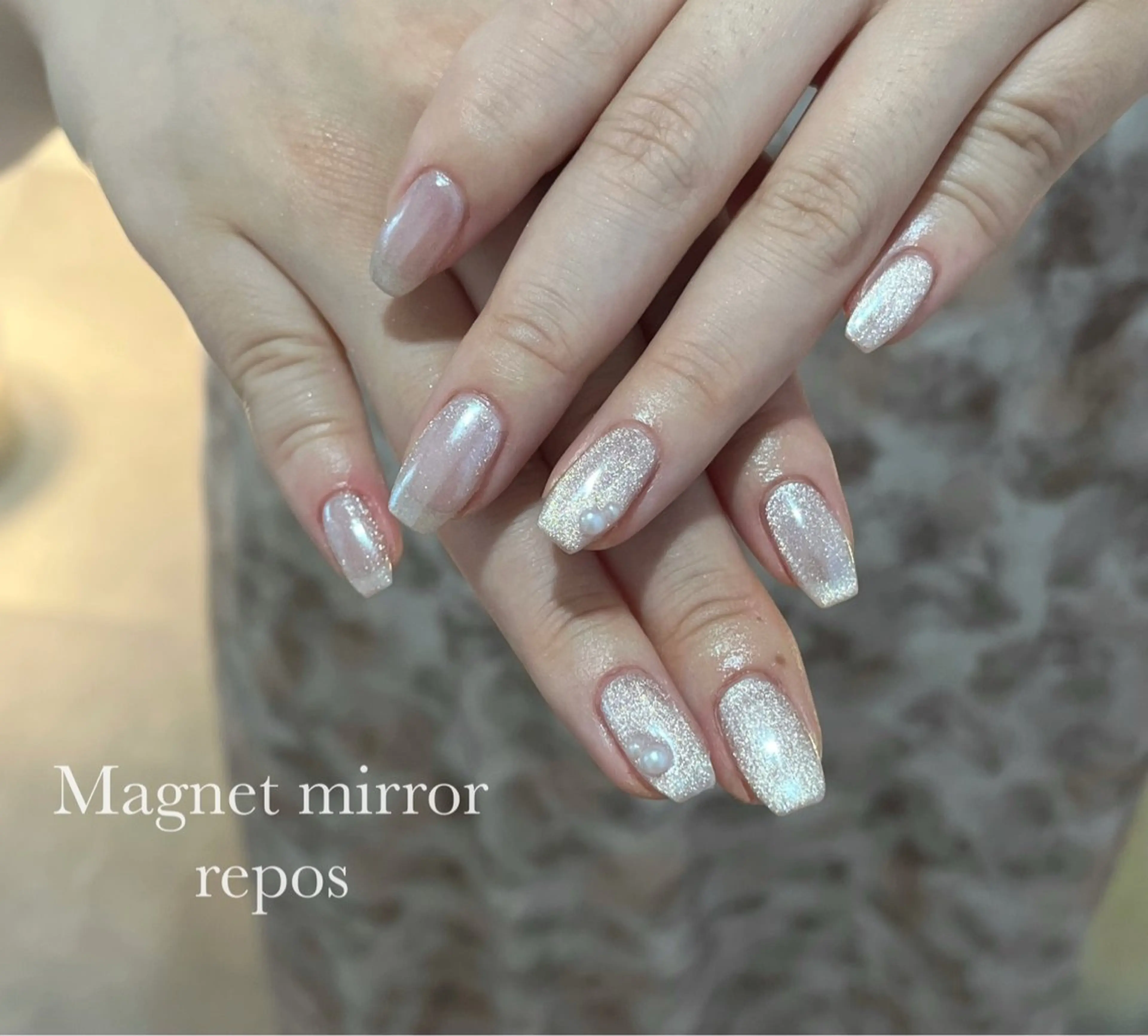ネイル キラキラネイル マグネットネイル ミラーネイル ニュアンスネイル 夏ネイル ハンドネイル repos-ルポ-所属・repos mikuのネイルデザイン