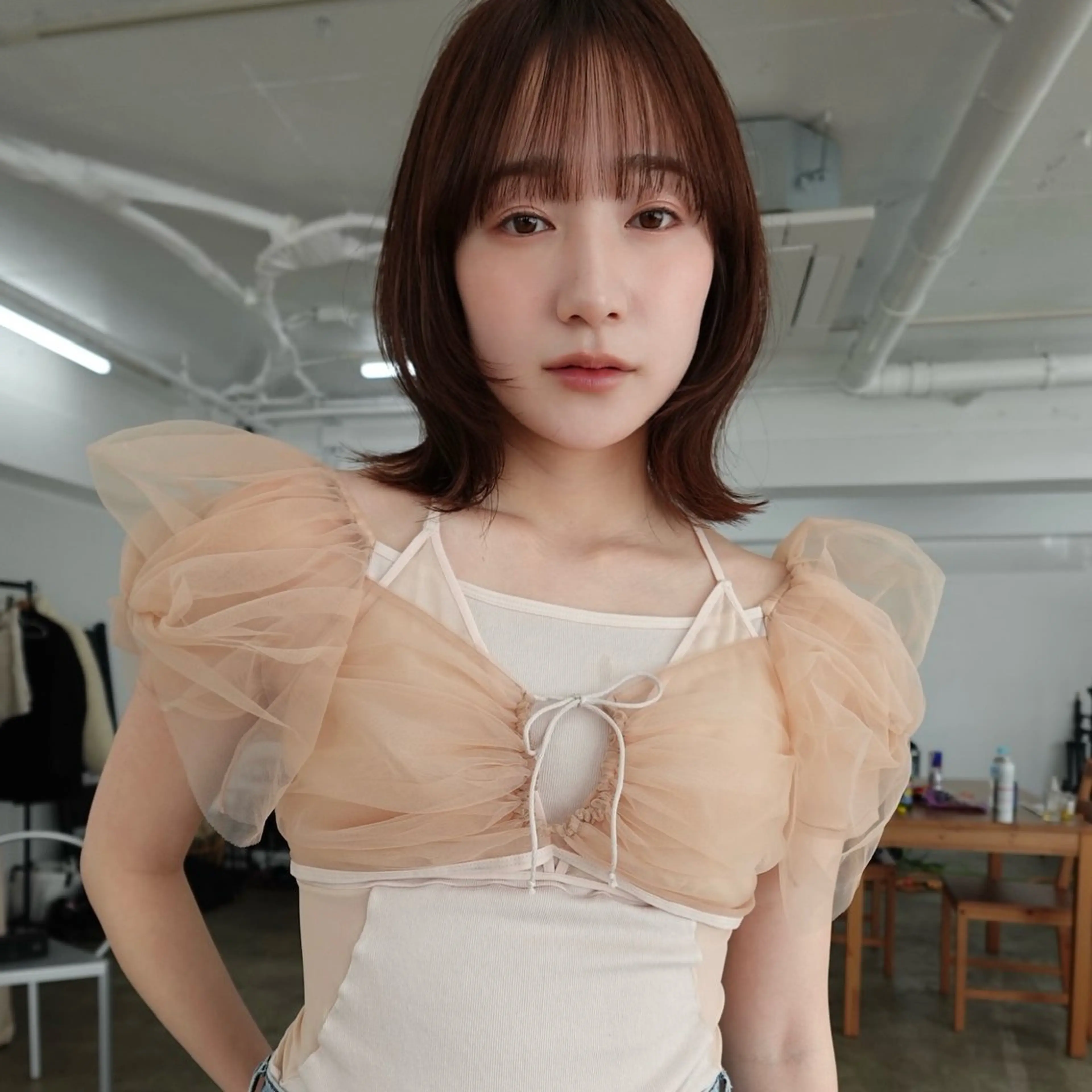 セミロング カラー ボブ レイヤーカット カット ヘアカラー 韓国レイヤー/暖色 カラー/KOTONEのヘアスタイル