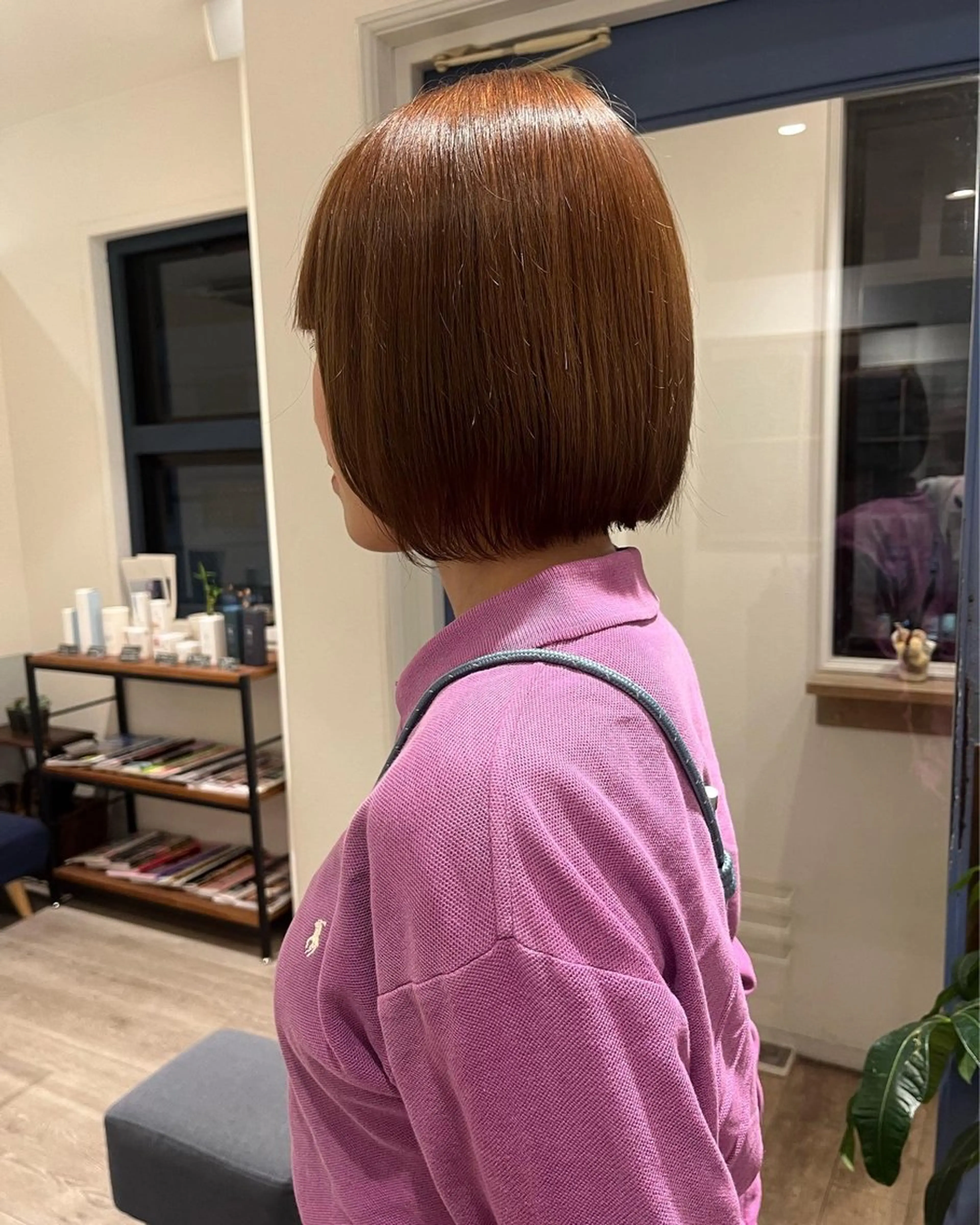 ショート カラー ブラウンカラー オレンジ オレンジブラウン 上品な暖色/丸みボブ Chie🪷のヘアスタイル