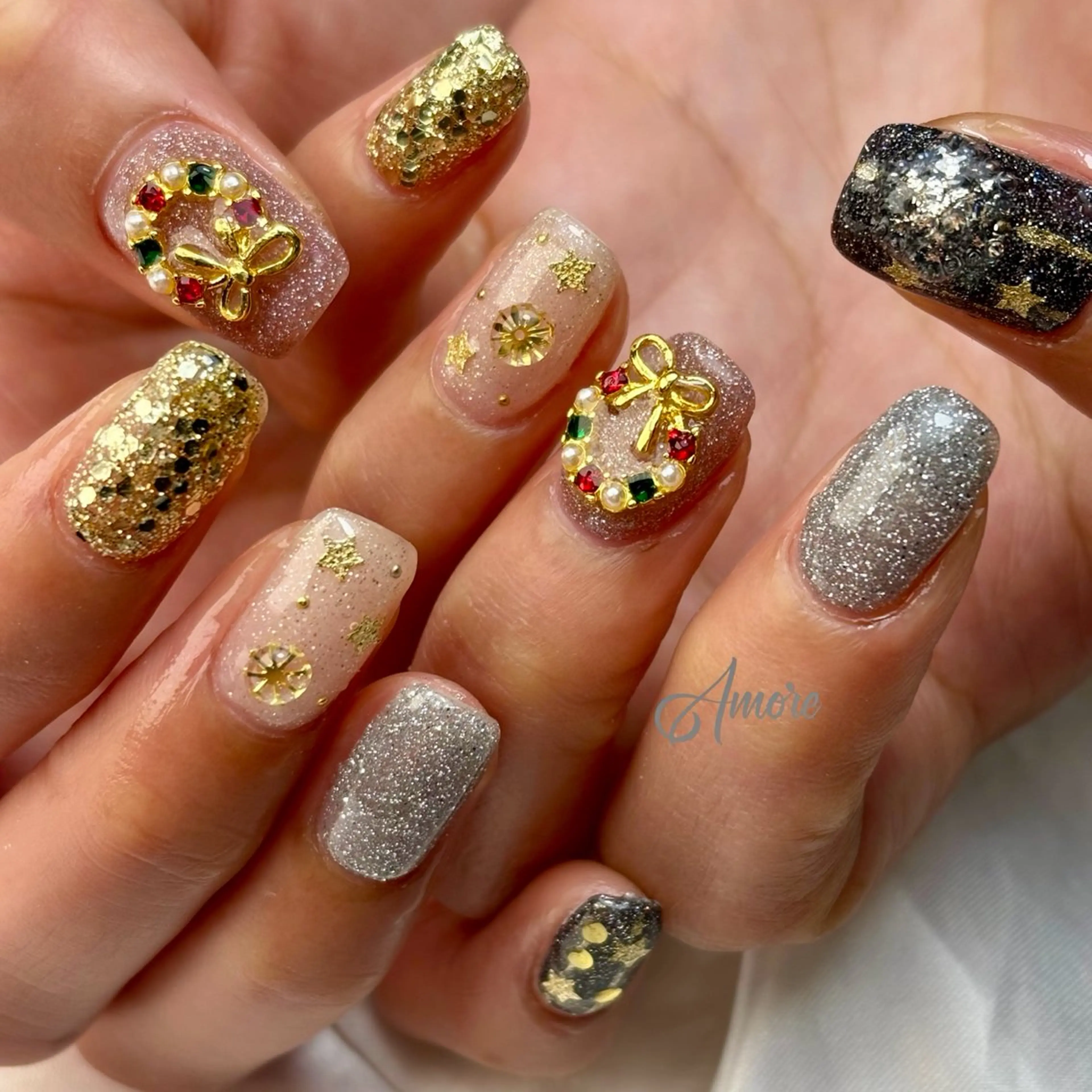 ネイル ジェルネイル キラキラネイル 韓国ネイル マグネットネイル パラジェル You kyehwaのネイルデザイン