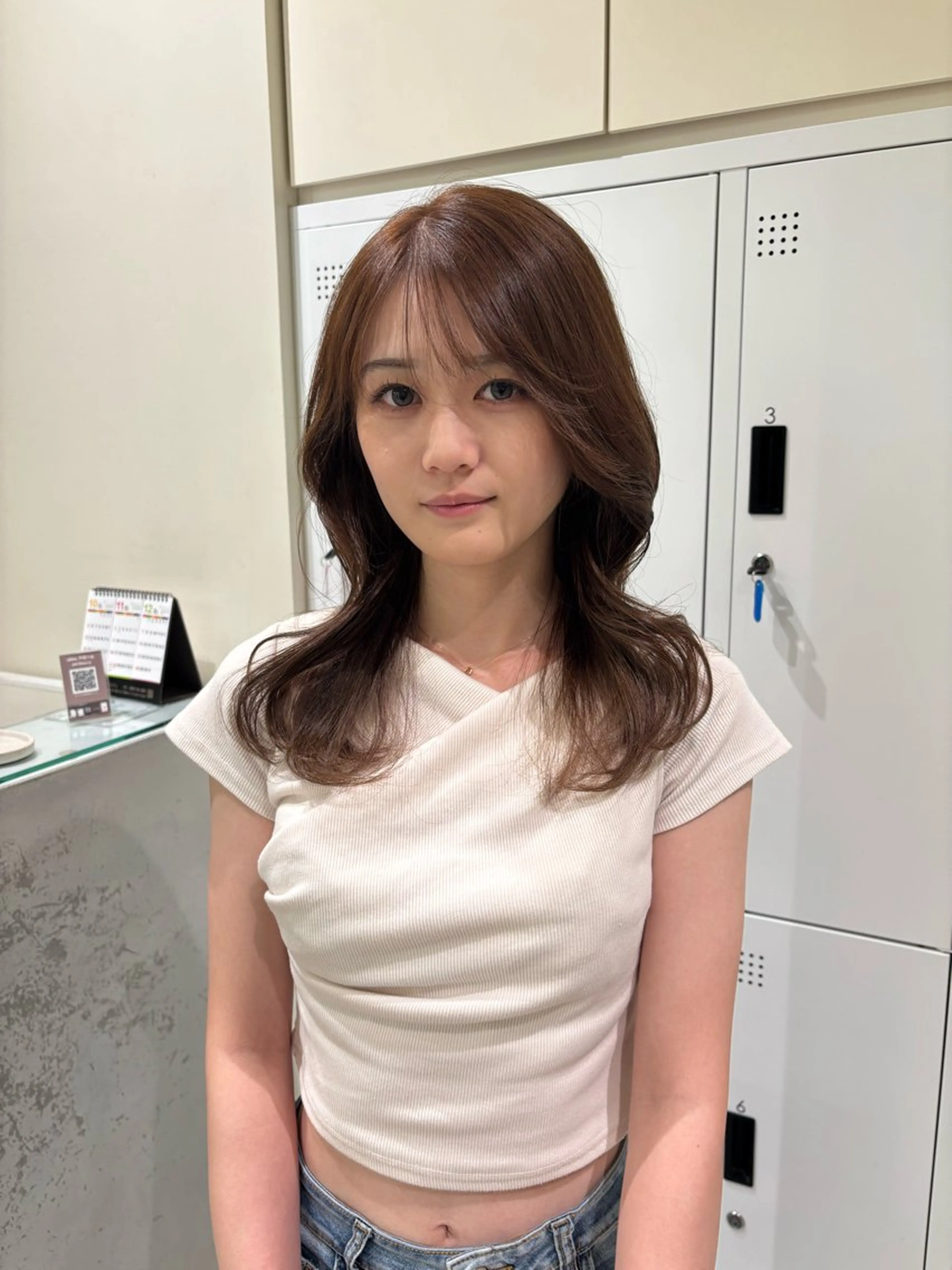 セミロング カラー 髪質改善/暗髪カラー ヘアアレンジ/ｽﾐﾚのヘアスタイル