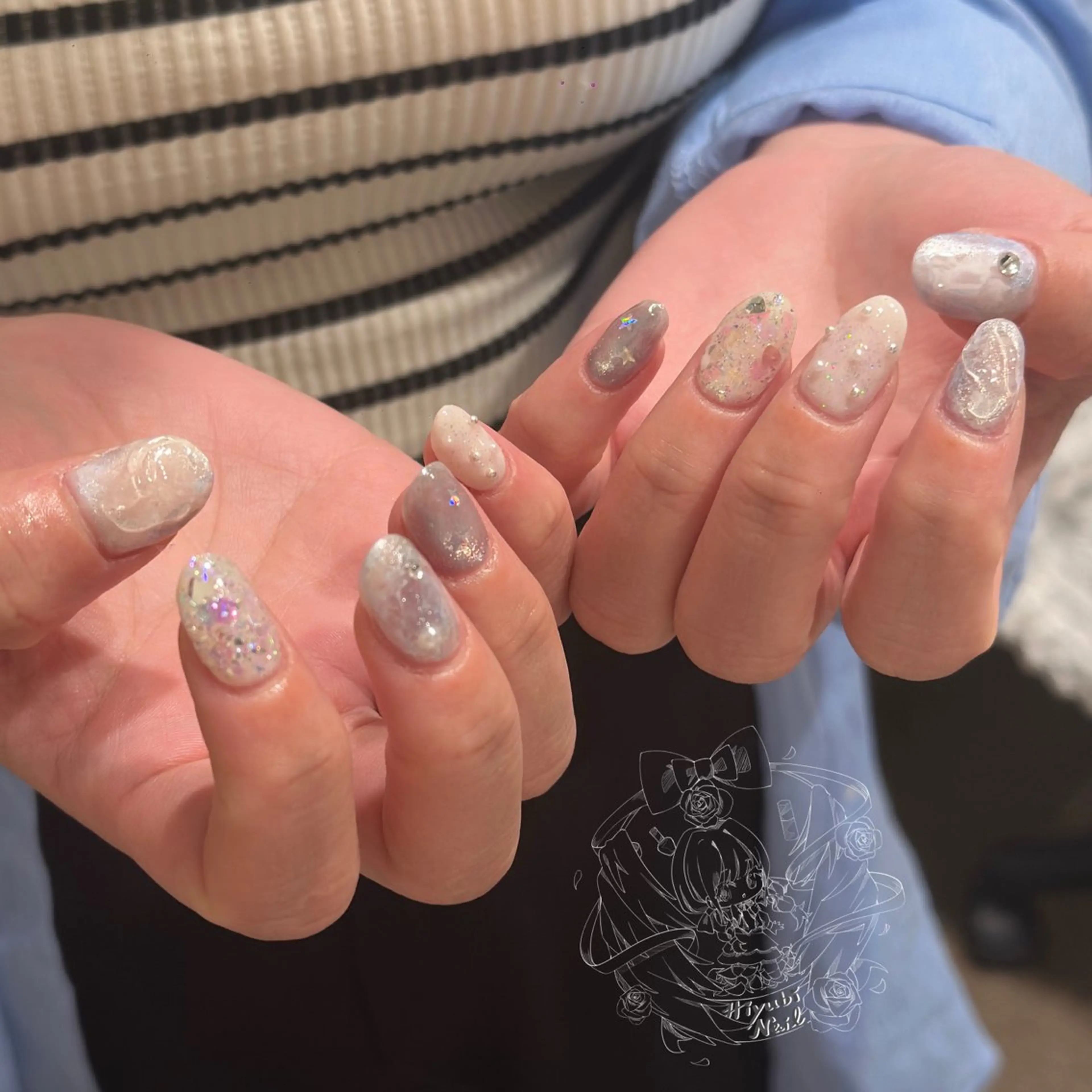 ネイル ハンドネイル 🎀 Hiyubi._.nail 🫧所属・🎀フェイ フェイ🫧💗のネイルデザイン