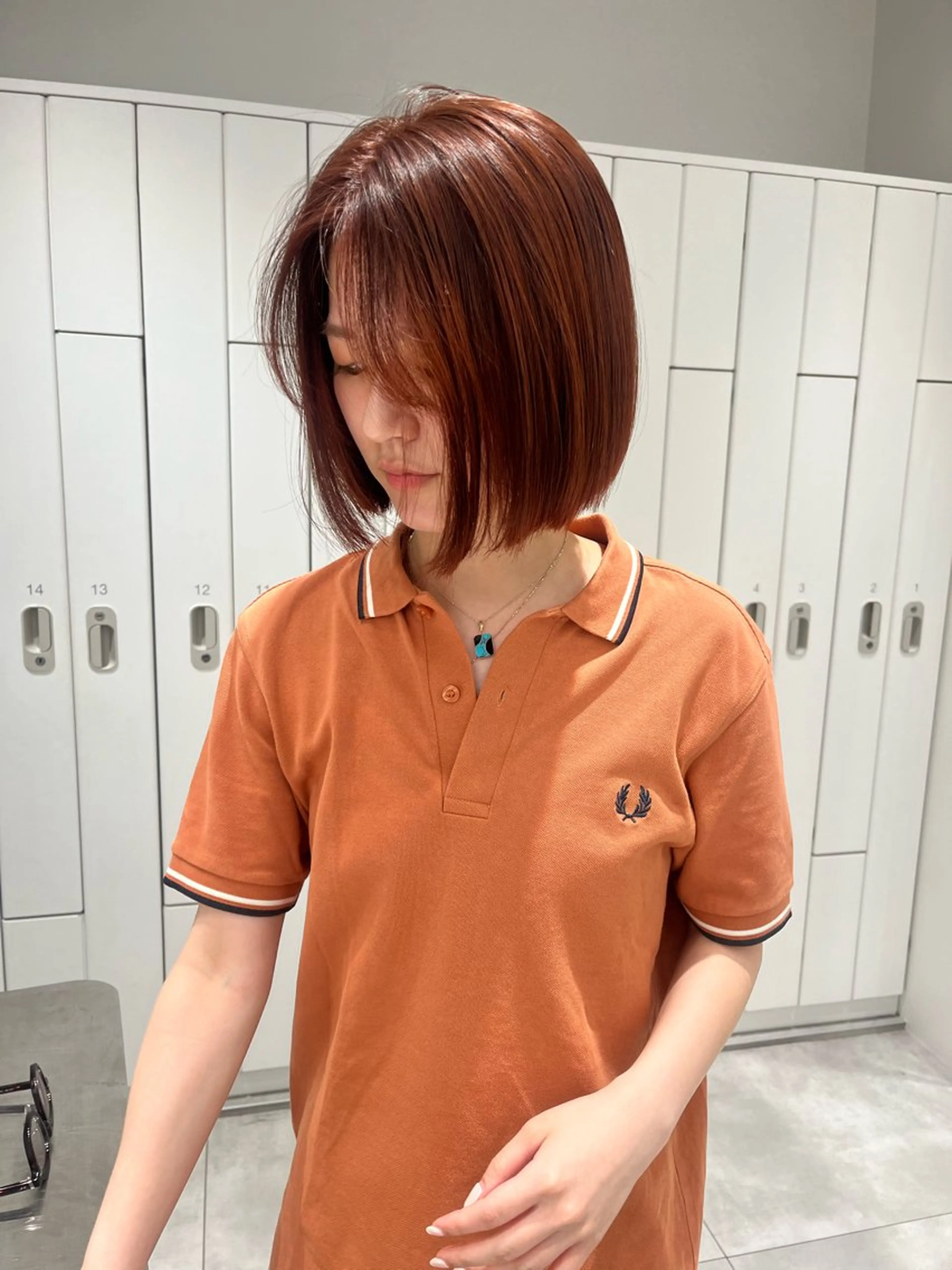 ミディアム ヘアカラー saki‪🌱‬♡ /ボブ/透明感カラーのヘアスタイル