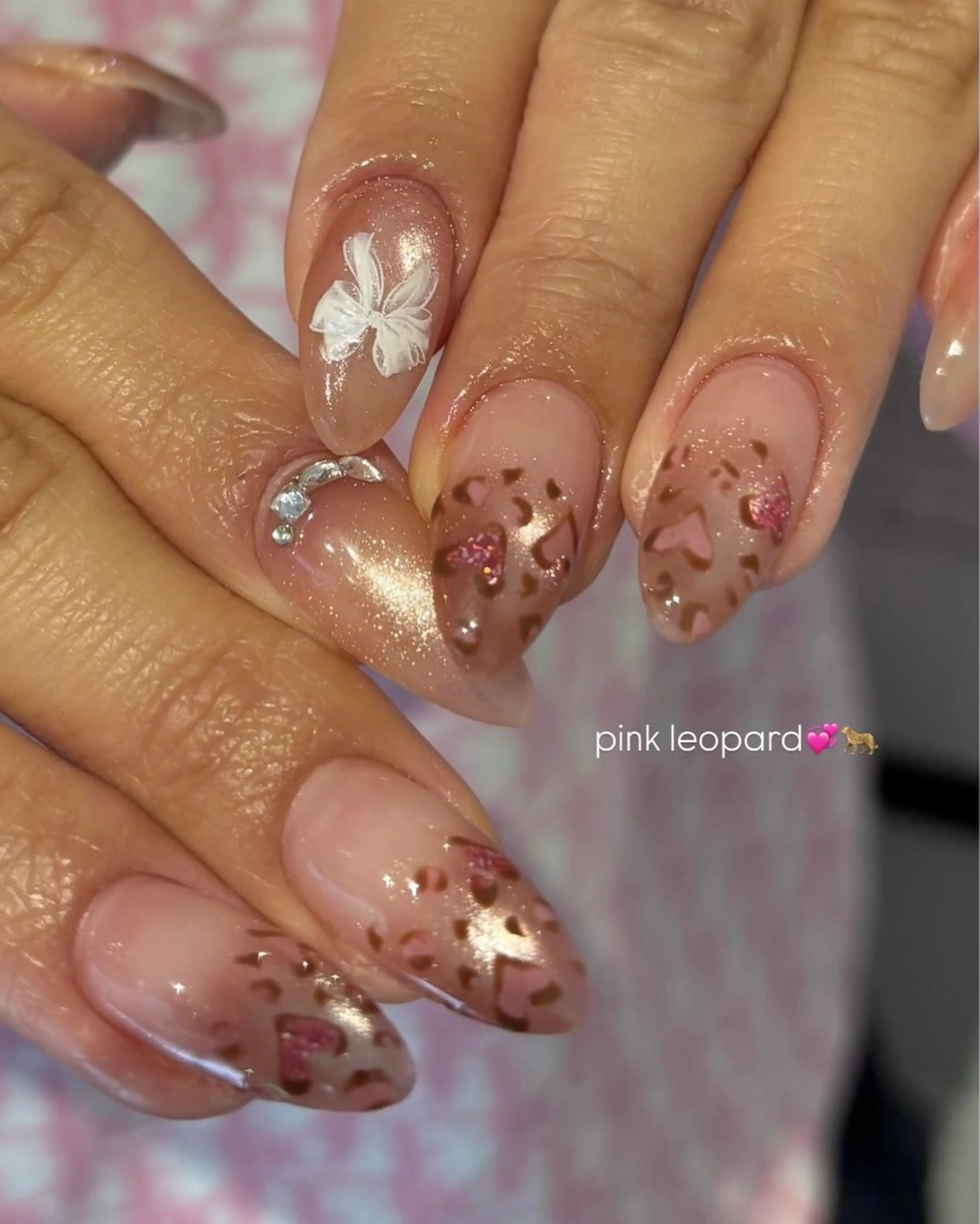 ネイル アニマル柄 ピンク ハンドネイル Ballie/ Mizukiのネイルデザイン