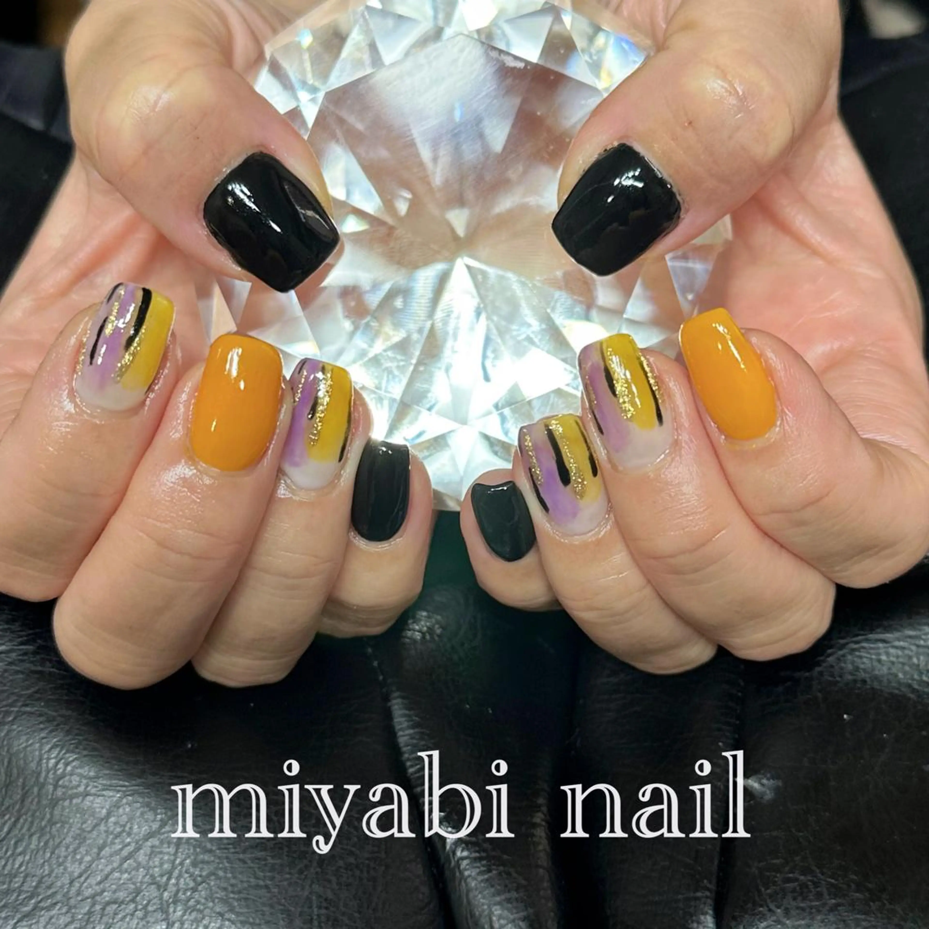 ネイル アイブロウ アートネイル ジェルネイル 持ち込み ニュアンスネイル オレンジ ハンドネイル miyabi nail 桂川駅近くのネイルデザイン