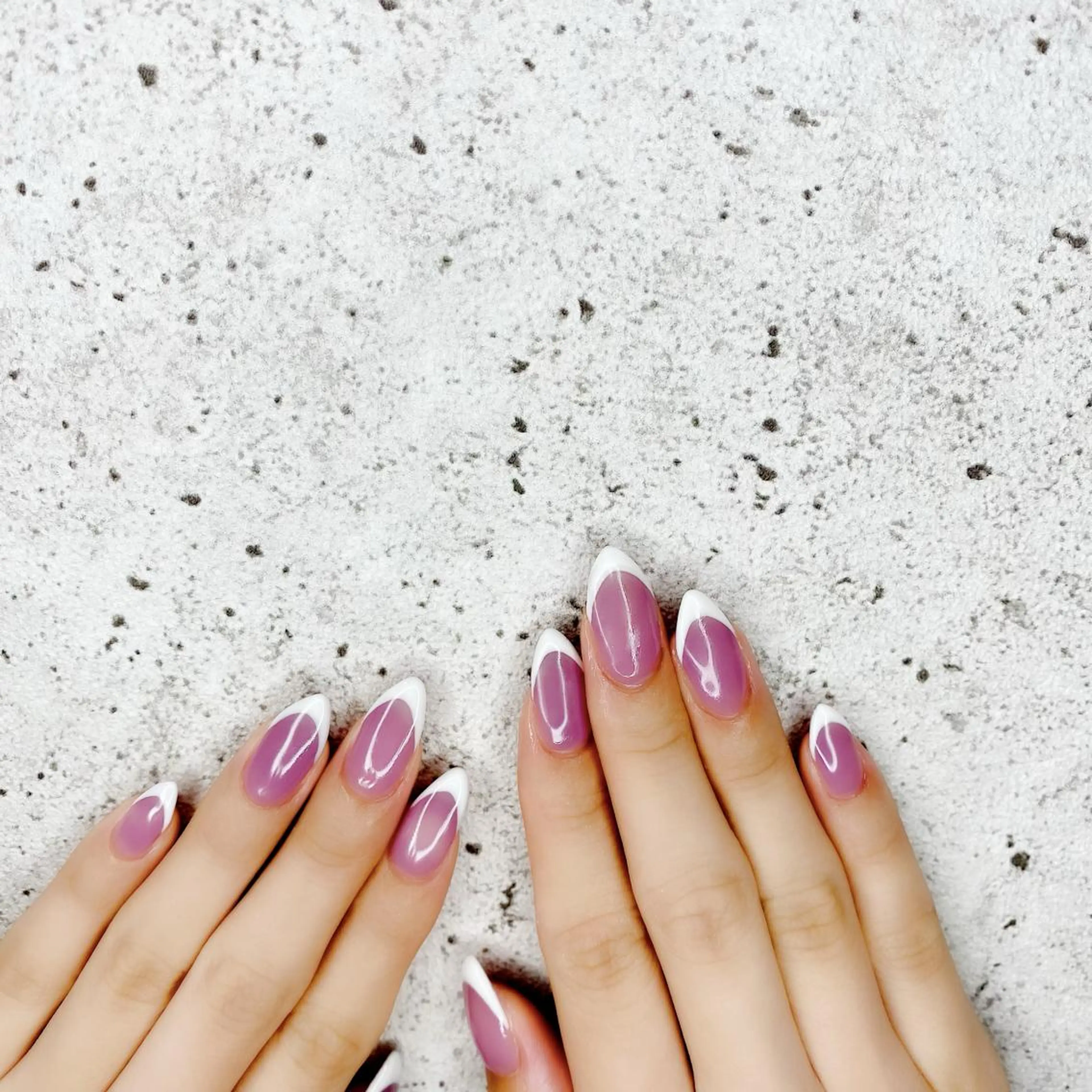 ロング カラー パーマ ヘアアレンジ メンズ キッズ ネイル マツエク・マツパ パープルカラー ロング フレンチネイル ロングネイル パープル ハンドネイル Salon Ｋのネイルデザイン