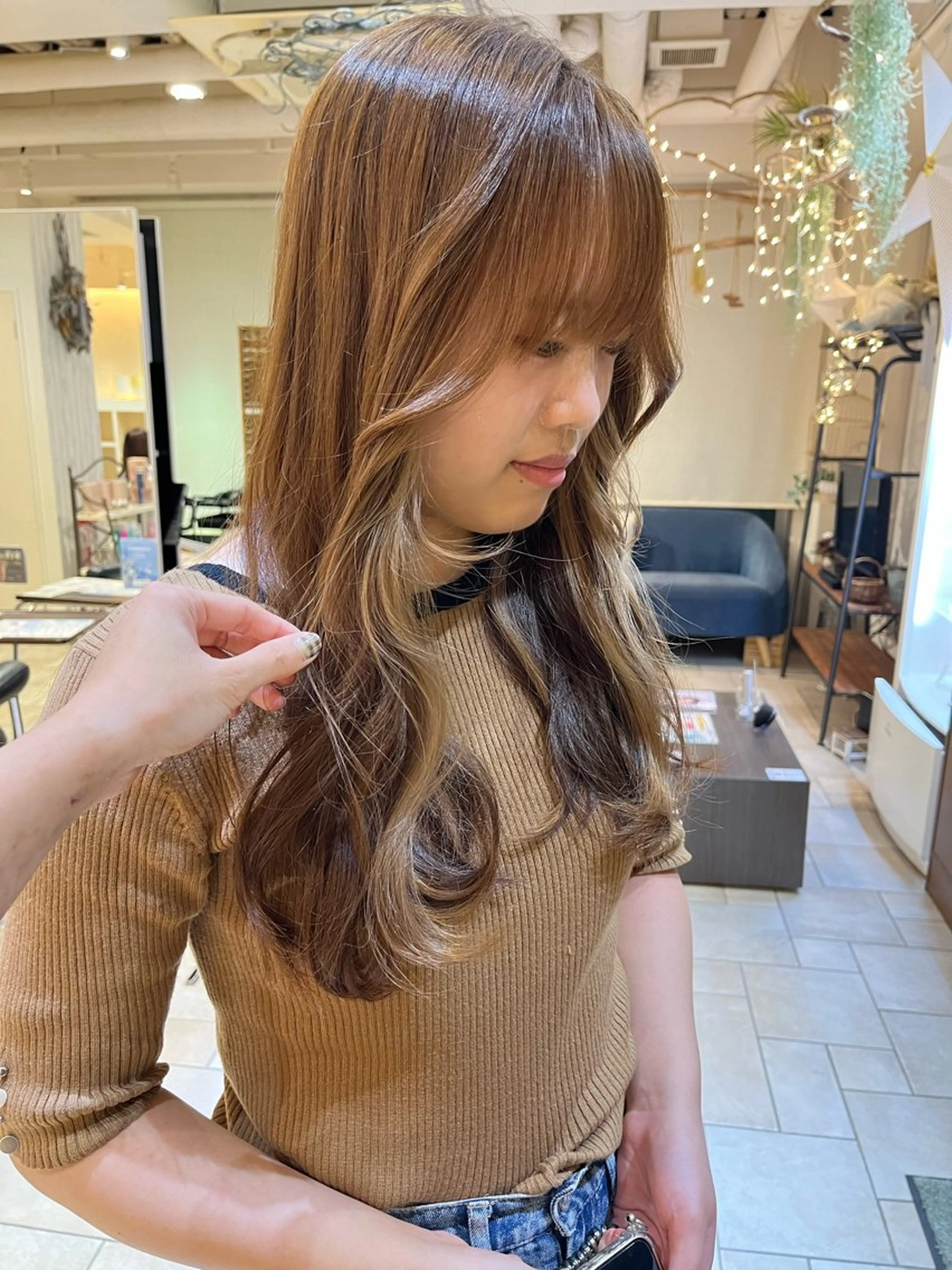 ロング カラー ブリーチ ダブルカラー エドルカラー インナーカラー ブリーチなしカラー ヘアカラー トリートメント 髪質改善/レイヤー/ ボブ/磯野史歩のヘアスタイル