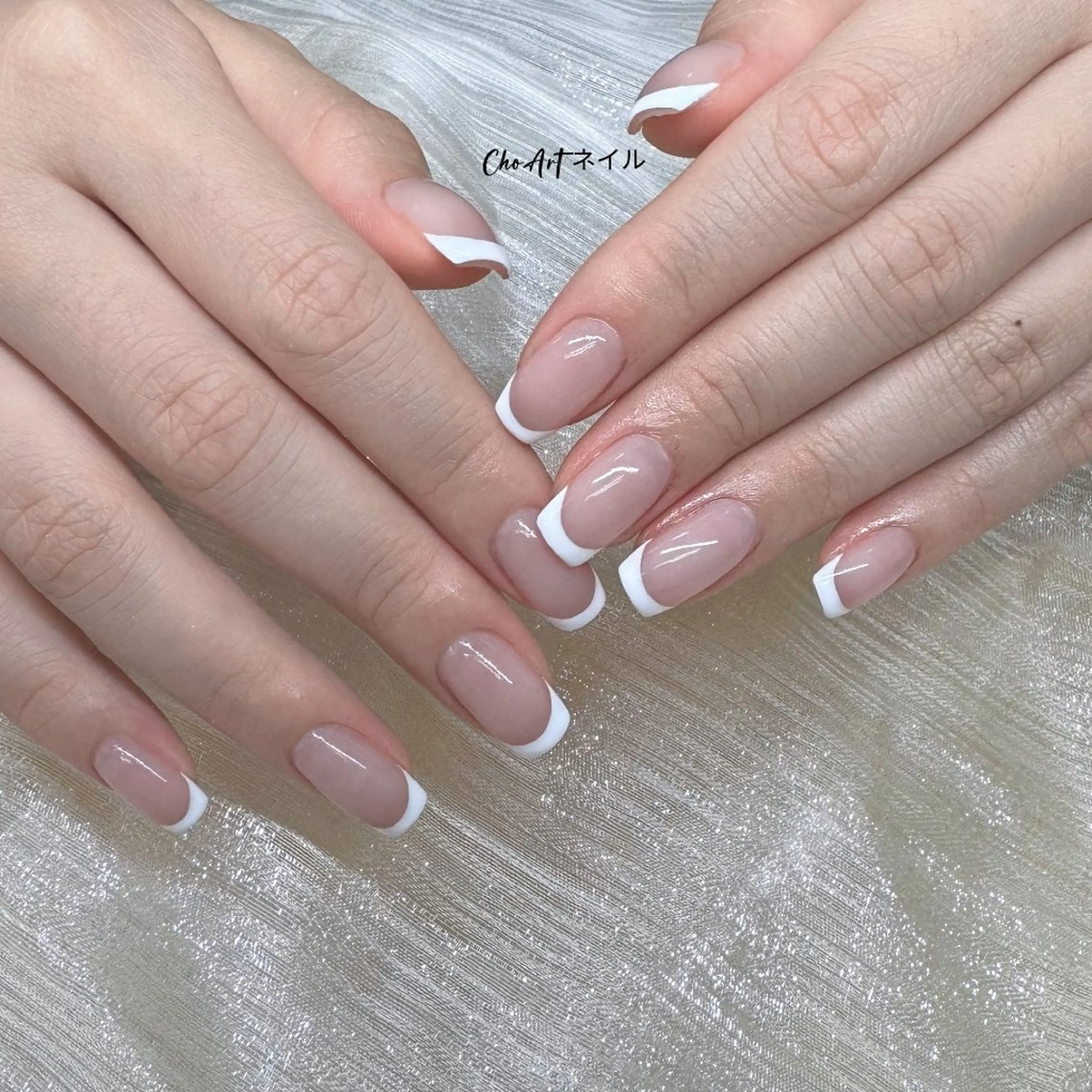 ネイル フレンチネイル ジェルネイル 持ち込み ショートネイル シンプルネイル Cho Artネイル所属・ronronne .のネイルデザイン