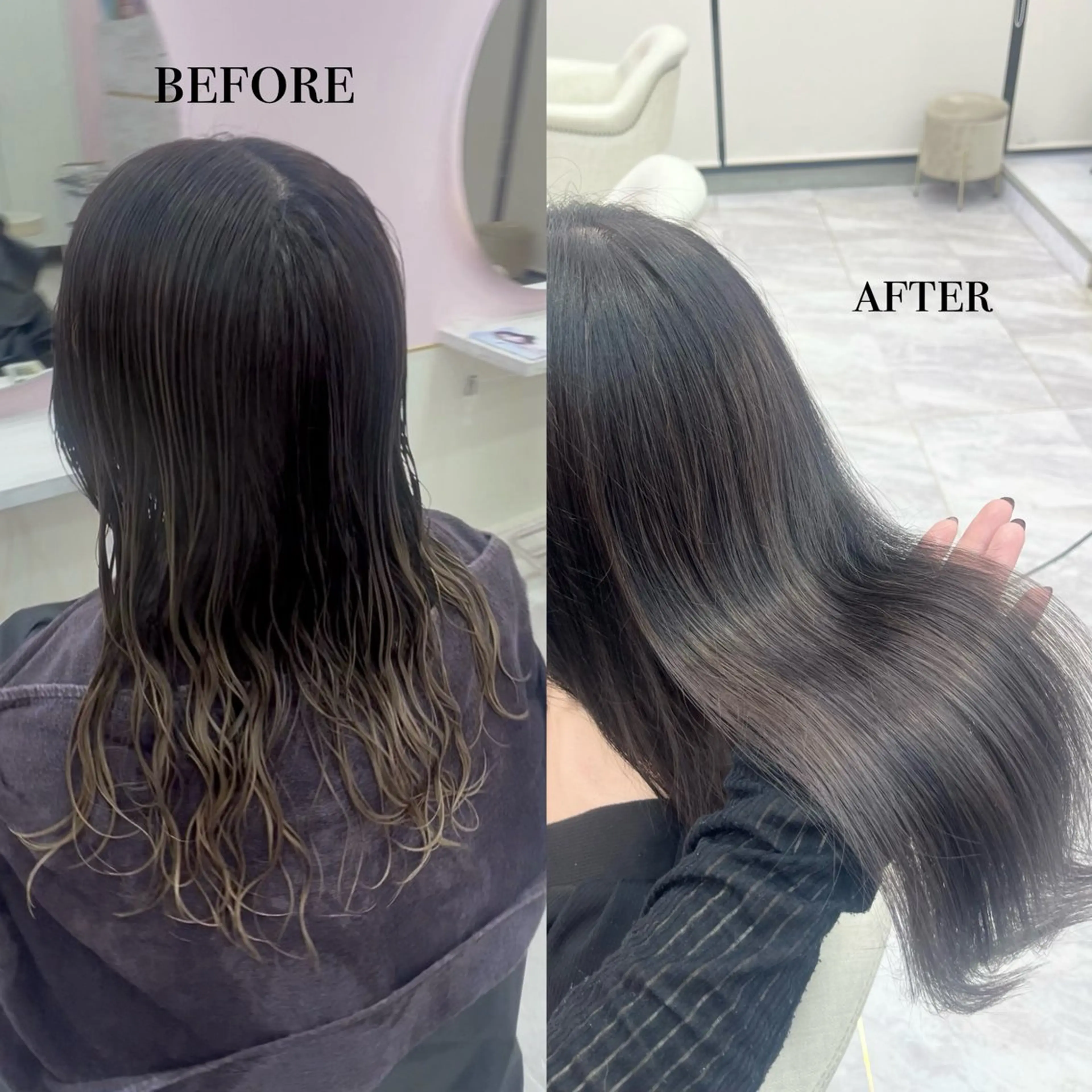 ロング くせ毛 レイヤーカット ヘアカラー トリートメント ヘアセット 新宿/ハイトーン 韓国風/Narukaのヘアスタイル