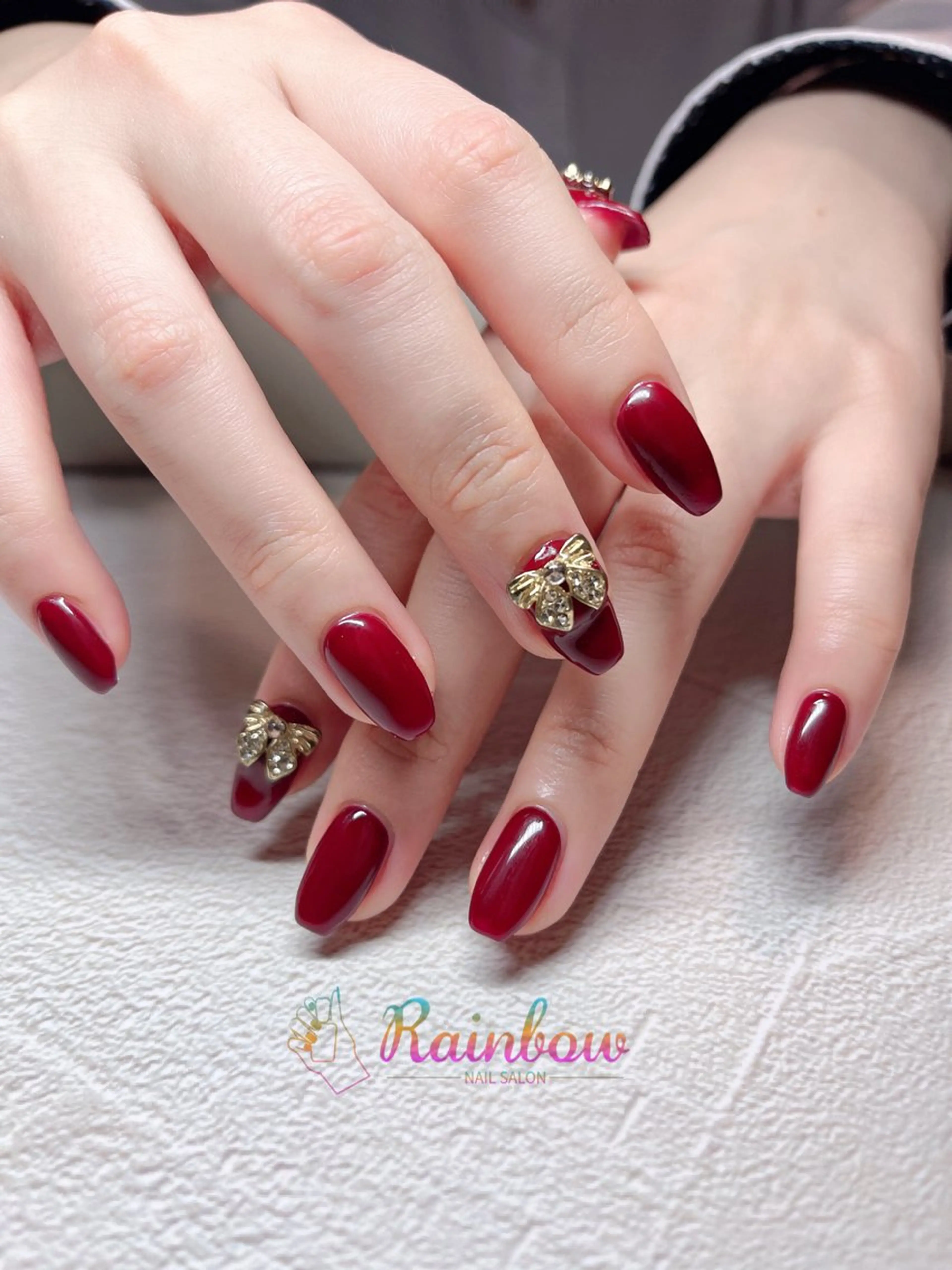 ネイル アートネイル ハート ワンカラーネイル バレンタイン ハンドネイル Rainbow Nailのネイルデザイン