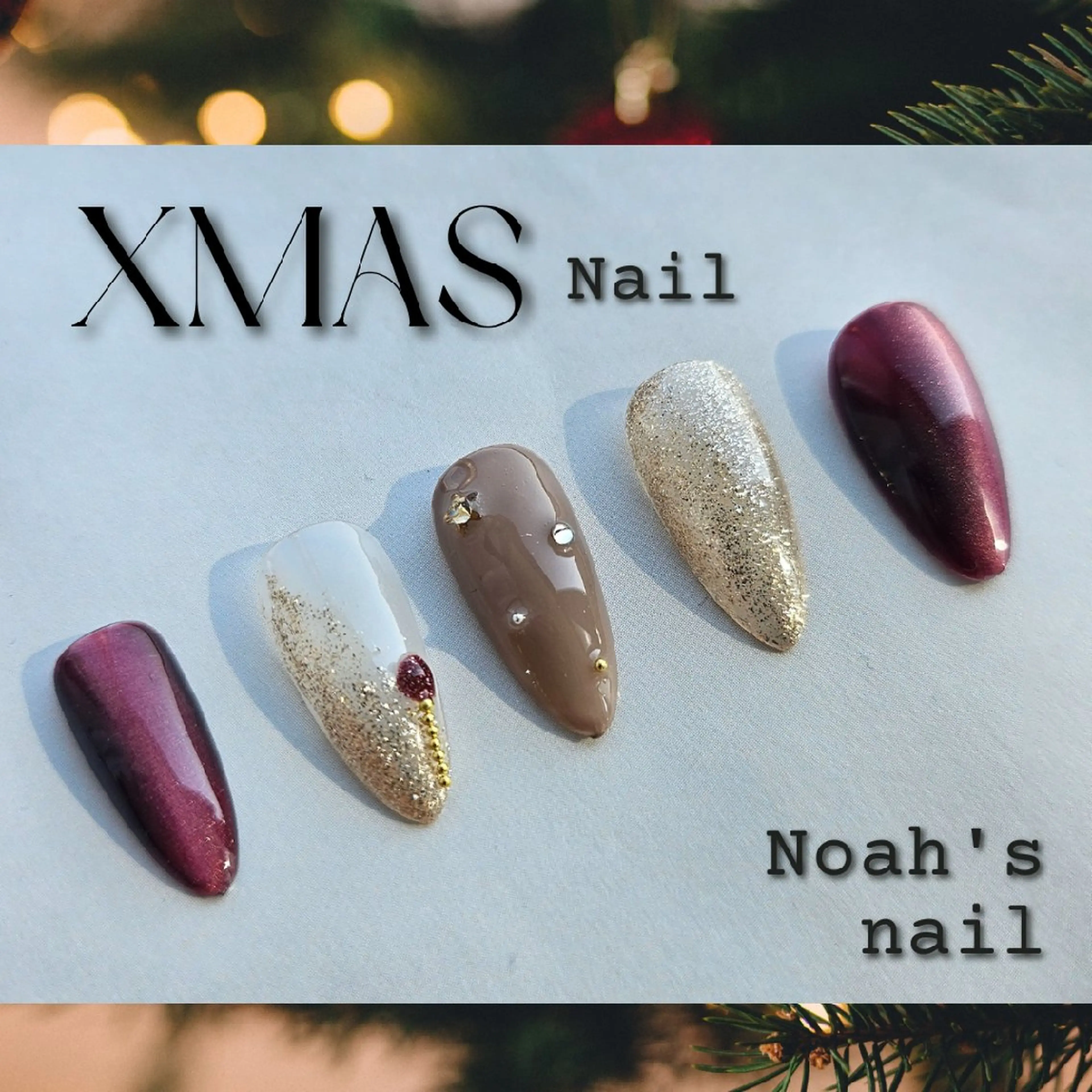 ネイル ボルドー マグネットネイル ハンドネイル Noah'snail   のネイルデザイン