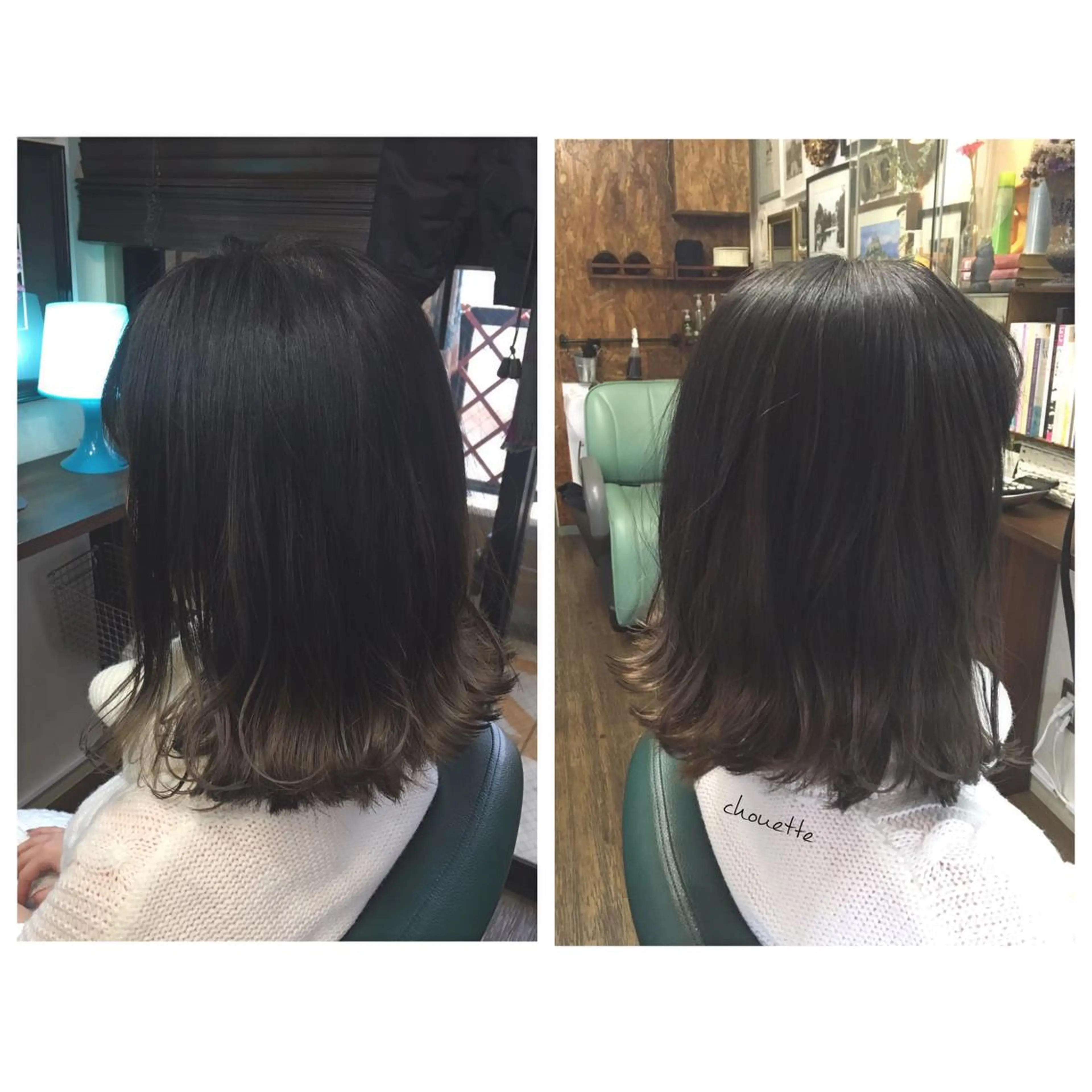 ミディアム カラー アッシュ ブリーチ ダークアッシュ グラデーションカラー シルバー サダハルカ ｜chouetteのヘアスタイル