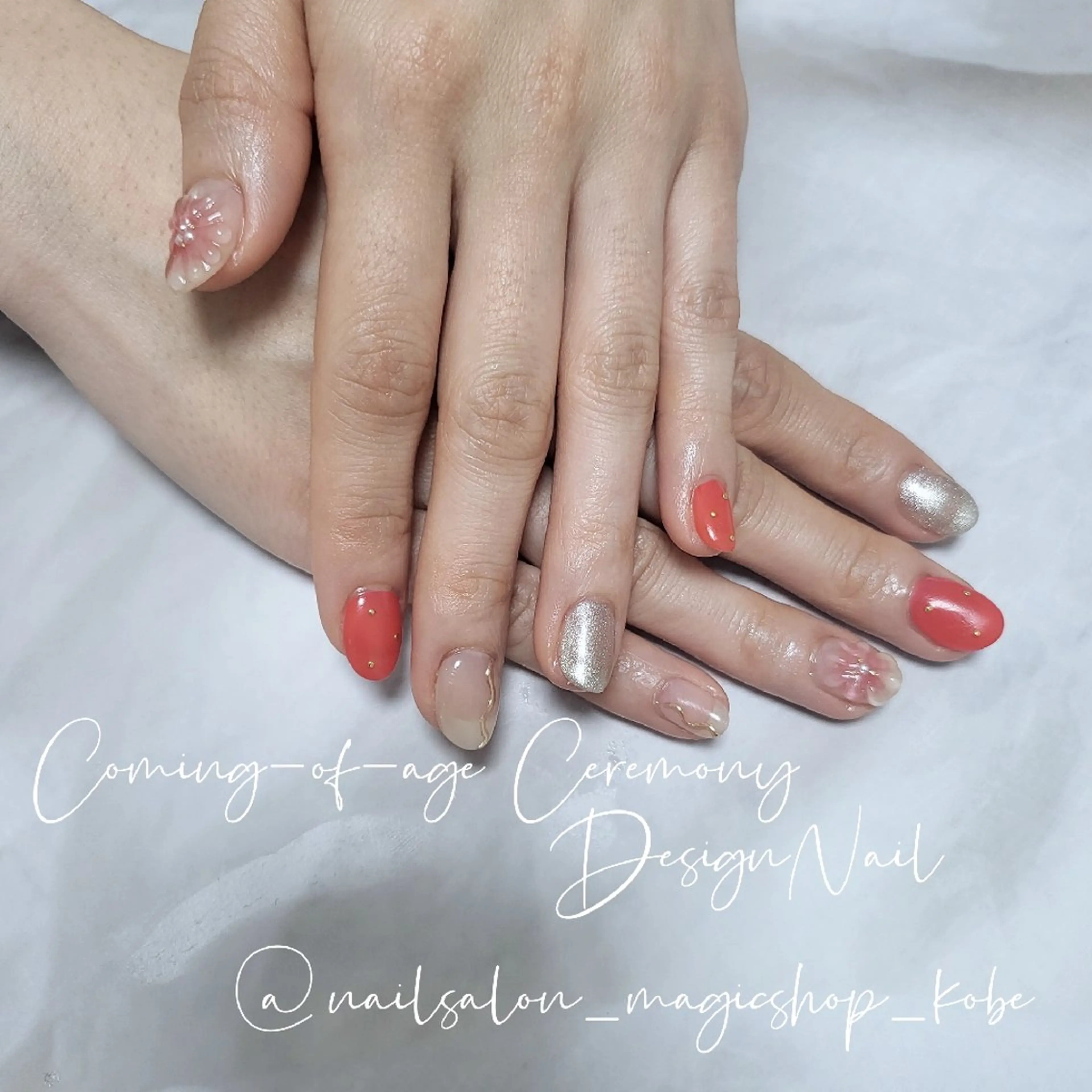 ネイル 成人式 ジェルネイル シンプルネイル ソフトジェル ハンドネイル Nailsalon MagicShopのネイルデザイン