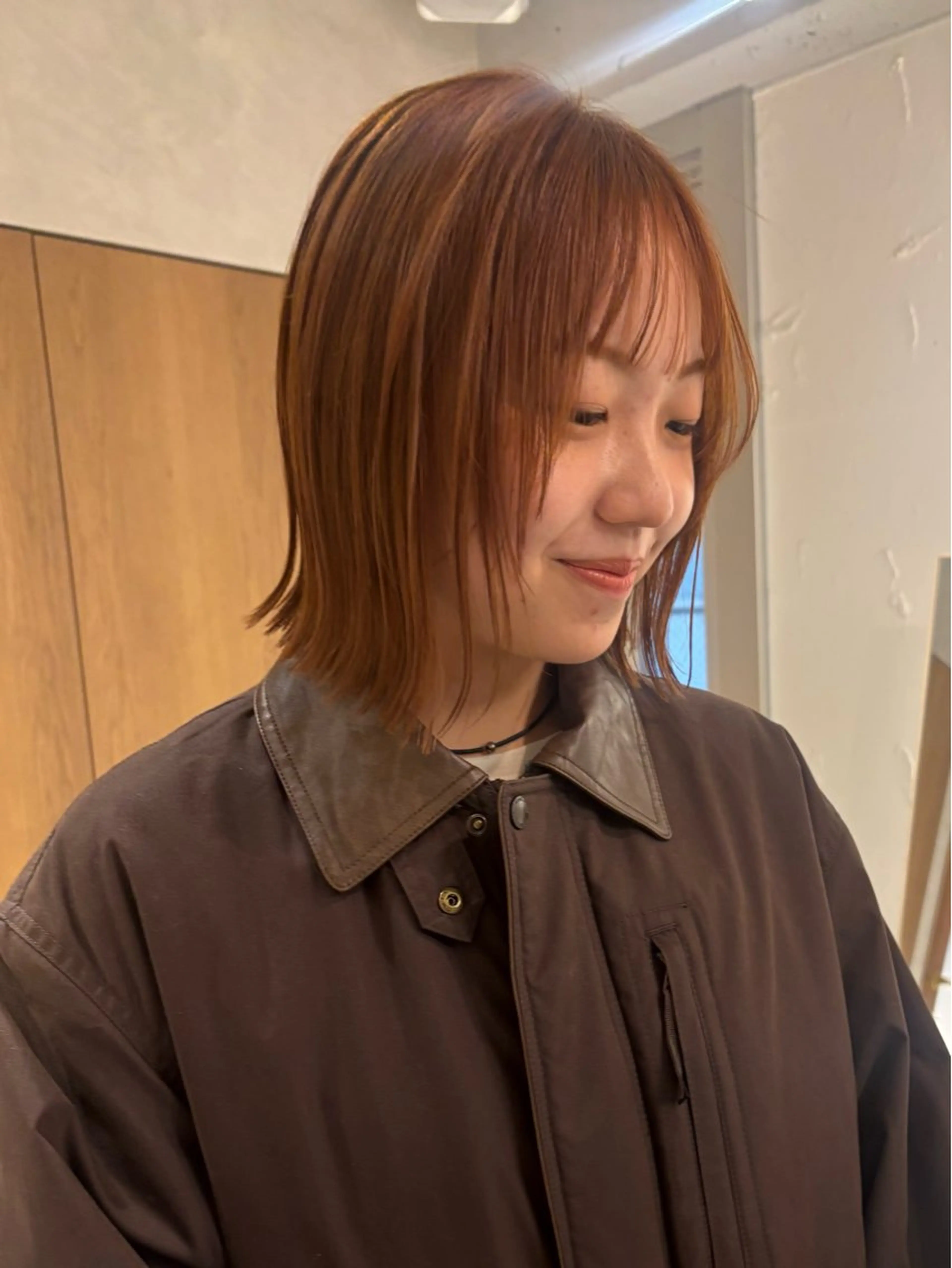 ミディアム カラー カット ヘアカラー トリートメント mei｜顔まわり ×透明感カラーのヘアスタイル