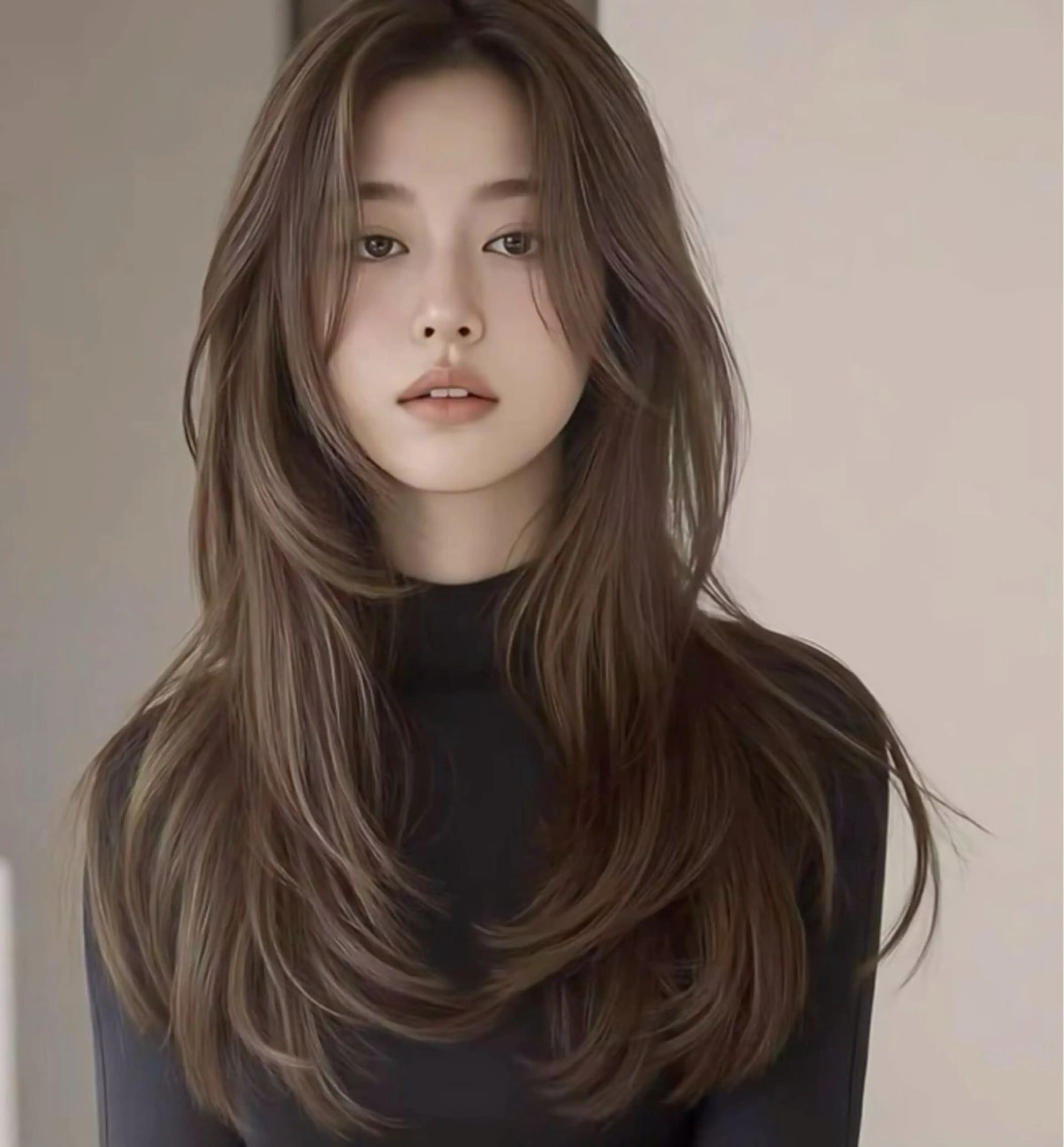 ロング 韓国風ヘア レイヤーカット 馬場 彩のヘアスタイル