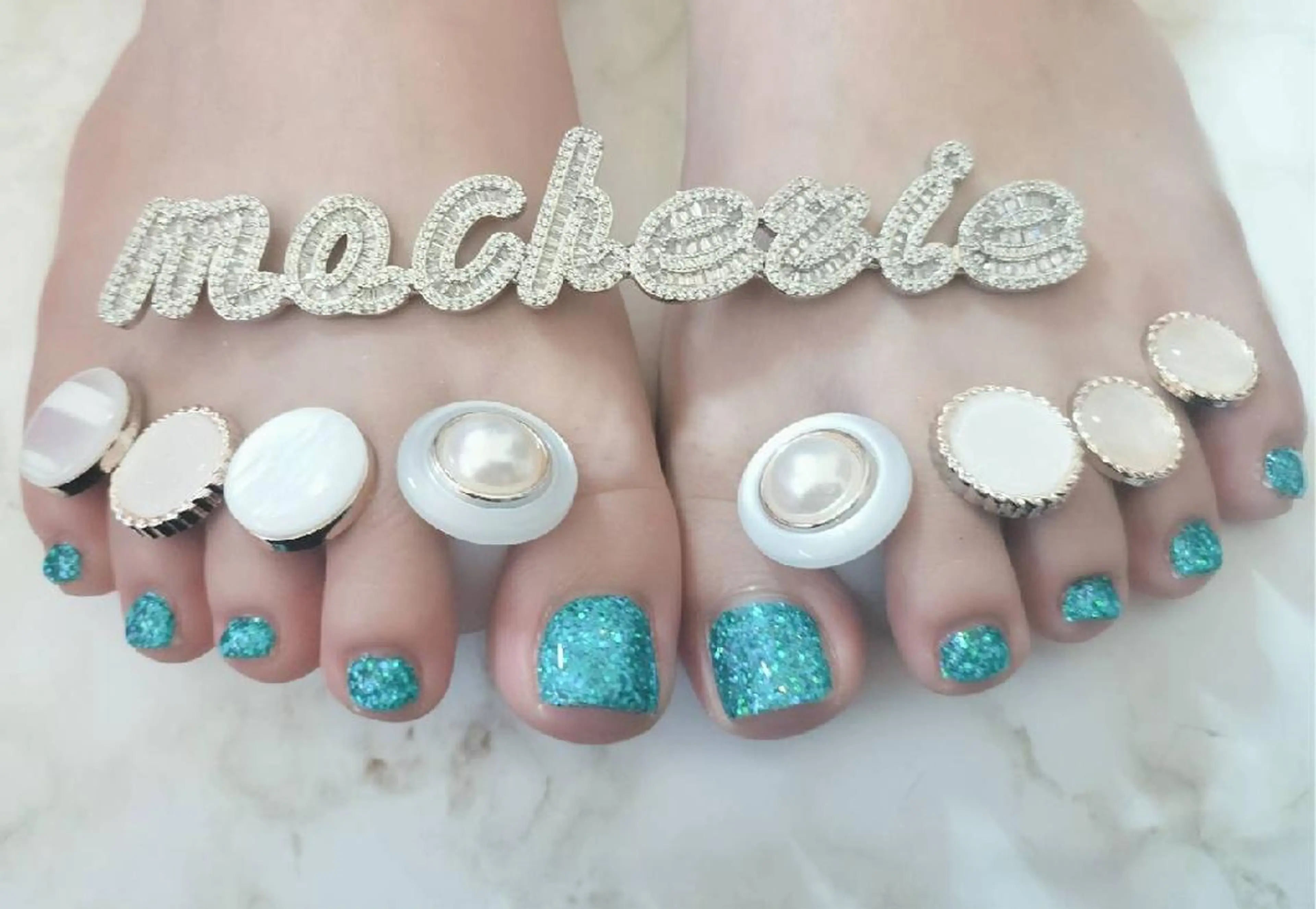 ネイル ブルー フットネイル Nail Salon macherieのネイルデザイン