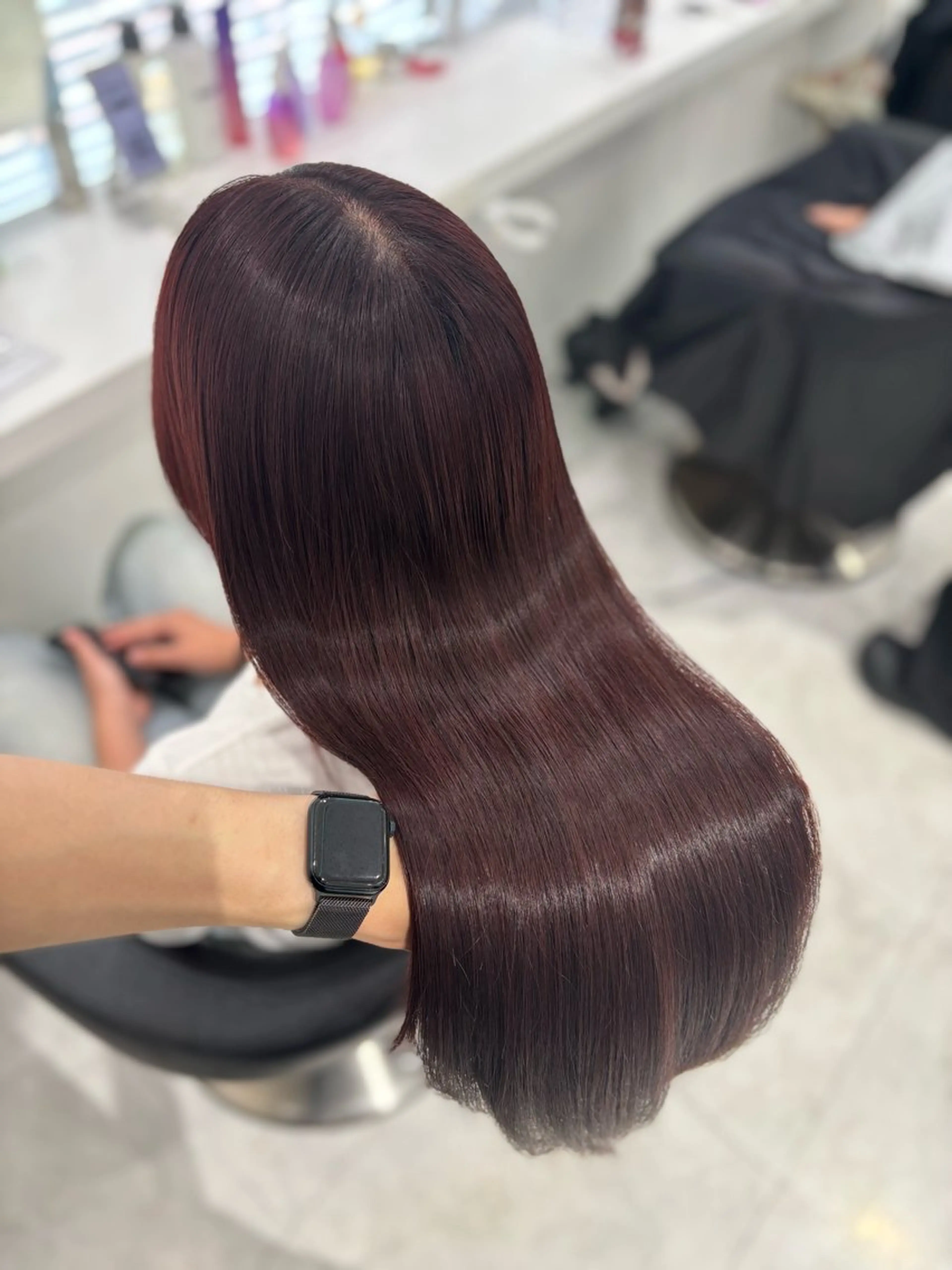 ロング カラー ヘアカラー トリートメント ヘッドスパ ヘアセット ブリーチなし透明感 ×縮毛矯正🤍ユウのヘアスタイル