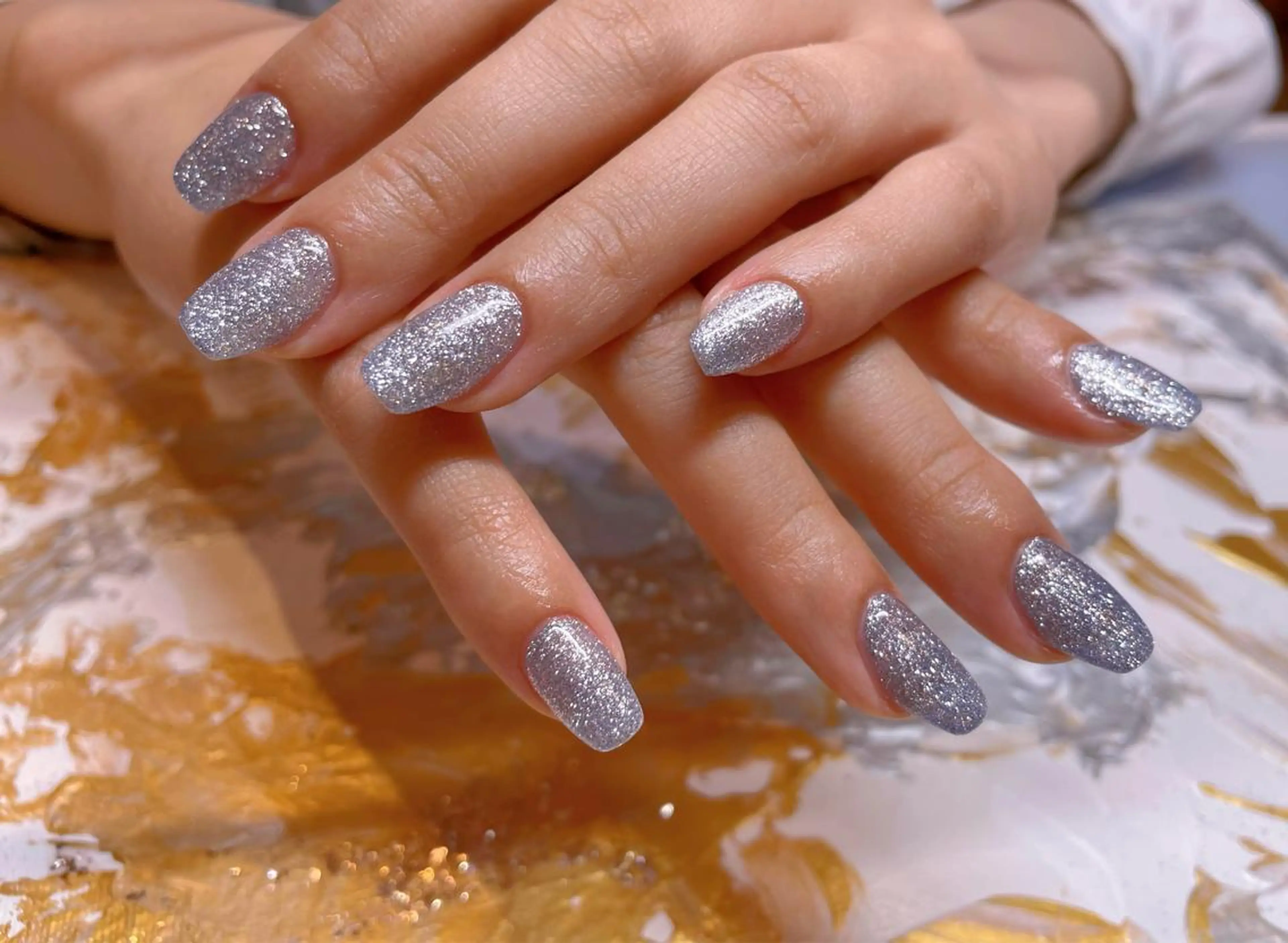 ネイル ブルー シルバー シンプルネイル ハンドネイル ネイリスト ❄️ユキ❄️のネイルデザイン