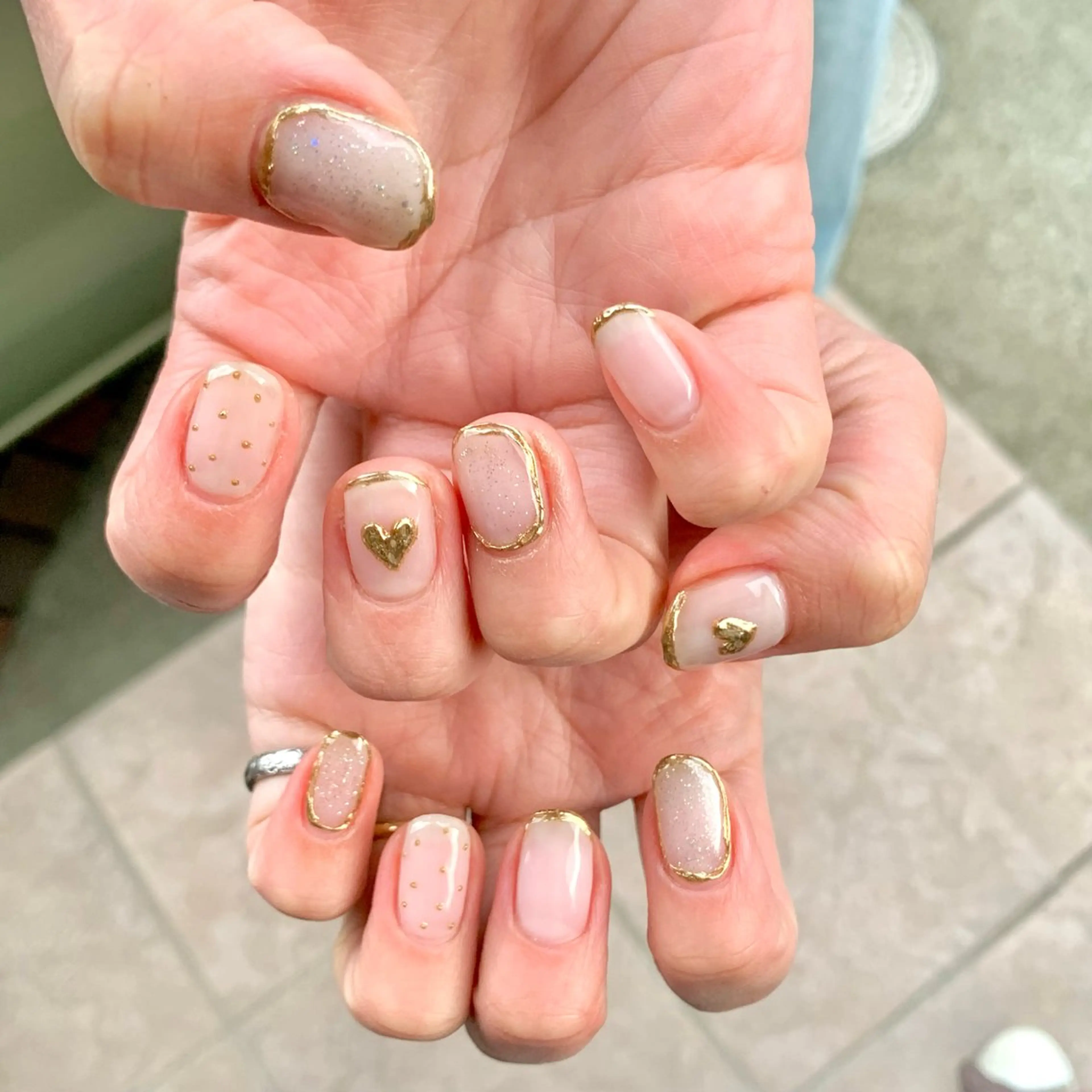 ネイル アートネイル ハート ミラーネイル ハンドネイル nail salon Reversiのネイルデザイン