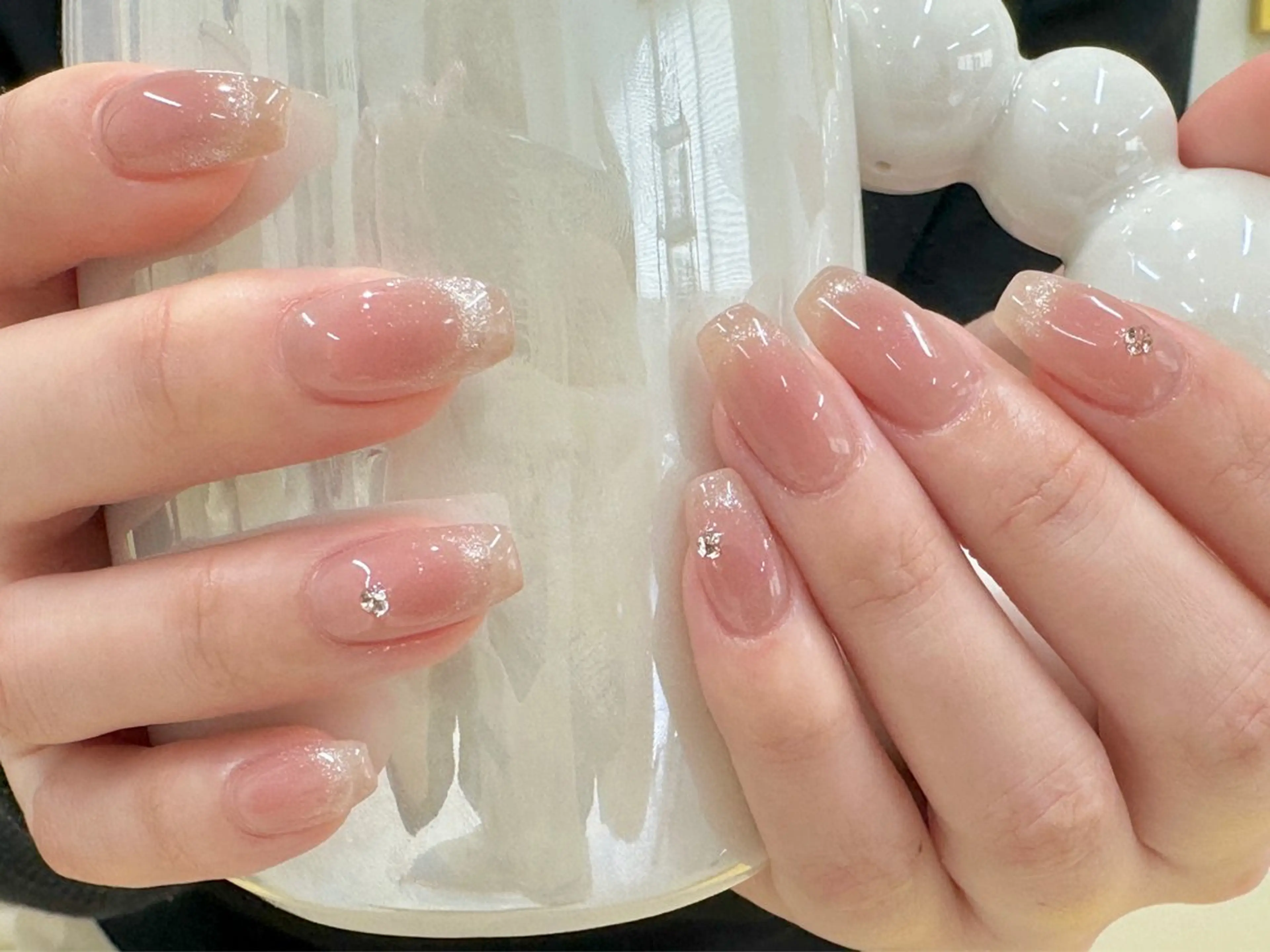 ネイル フレンチネイル キラキラネイル 韓国ネイル マグネットネイル スクエアネイル LE REVE nailsalonのネイルデザイン