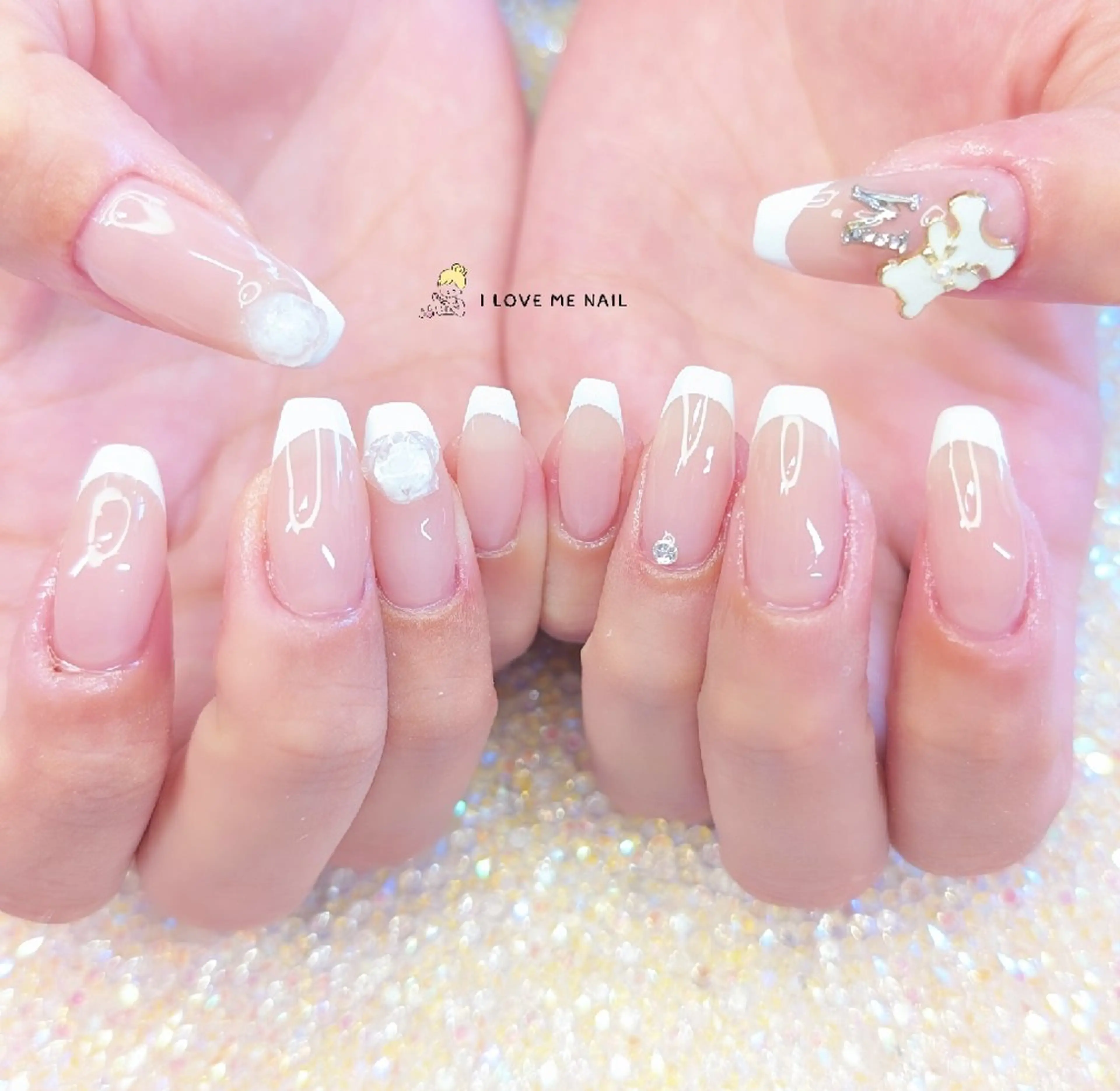 ネイル 長さ出し ハート 韓国ネイル マグネットネイル ニュアンスネイル ハンドネイル I LOVE ME  NAIL.｡.:*♡のネイルデザイン